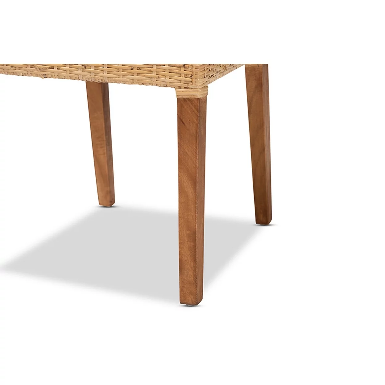 Baxton Studio Lesia Modern Bohemian Natural Brown Rattan and Walnut Brown Finished Wood 2-Piece Dining Chair Set