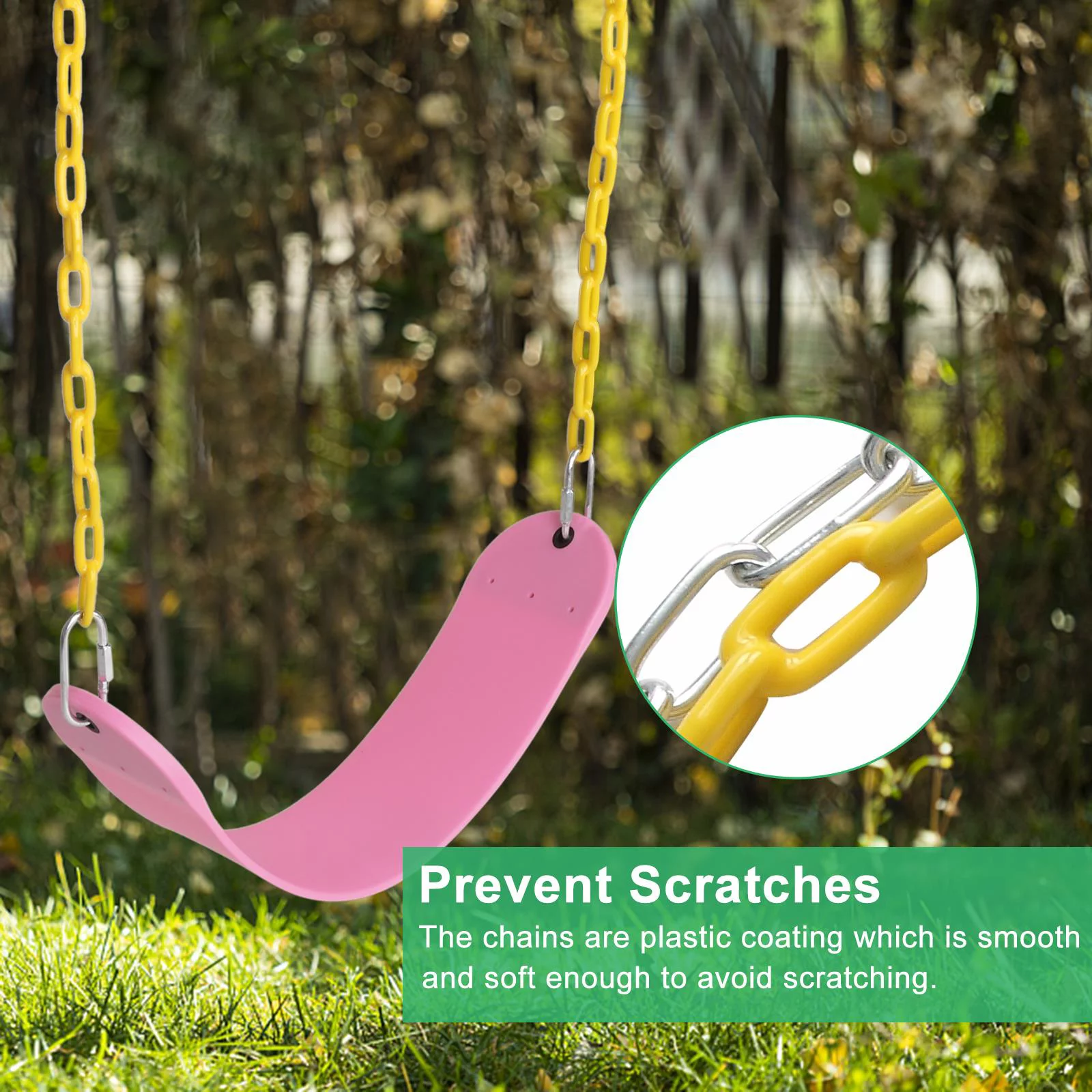 SalonMore Kids Swing Seat Belt Swing Set Replacement w/ Chain,Heavy Duty 660Lbs,Pink