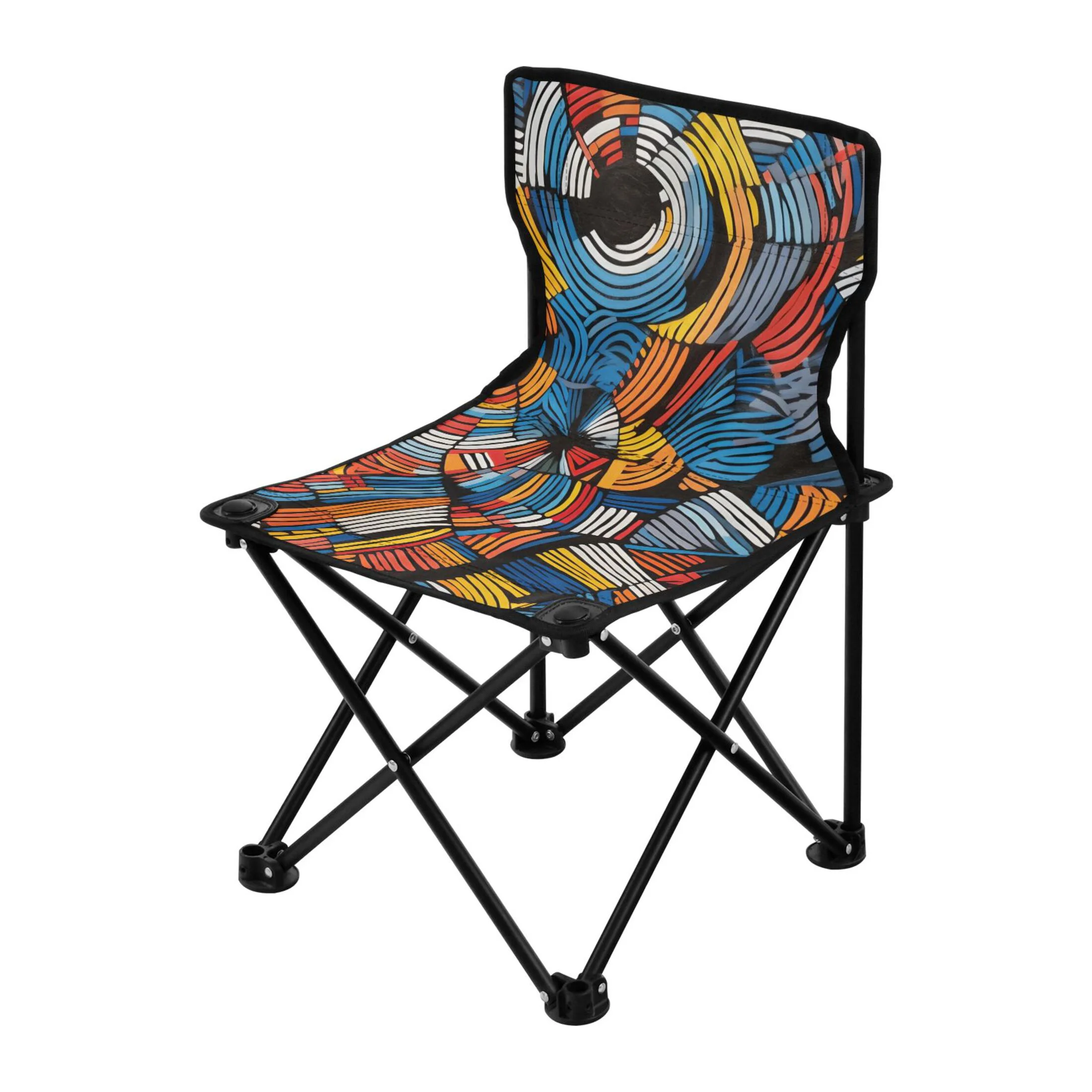 Abstract Line Pattern Portable Camping Chair Small for Kids Outdoor Folding Beach Chair Fishing Chair Lawn Chair with Carry Bag