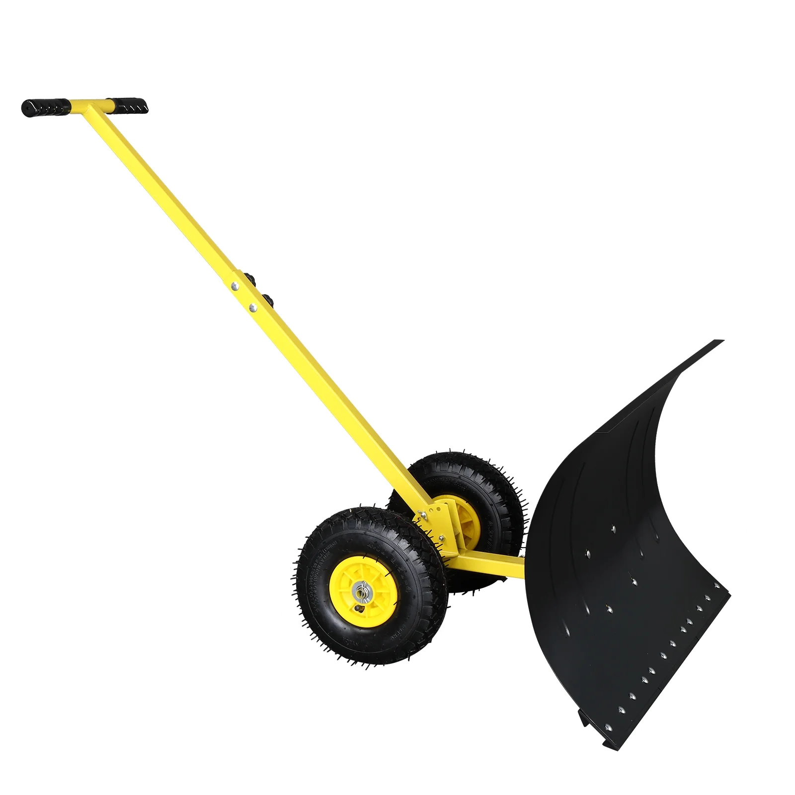 Adjustable Human-Powered Snow Plow - 74cm x 47cm - Durable Iron Construction - Easy Snow Clearance - Yellow and Black Design