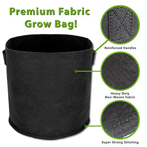 10 Gallon Heavy Duty and Reusable Fabric Grow Bags, Thickened Non-woven Fabric Plant Pots (5-Pack)