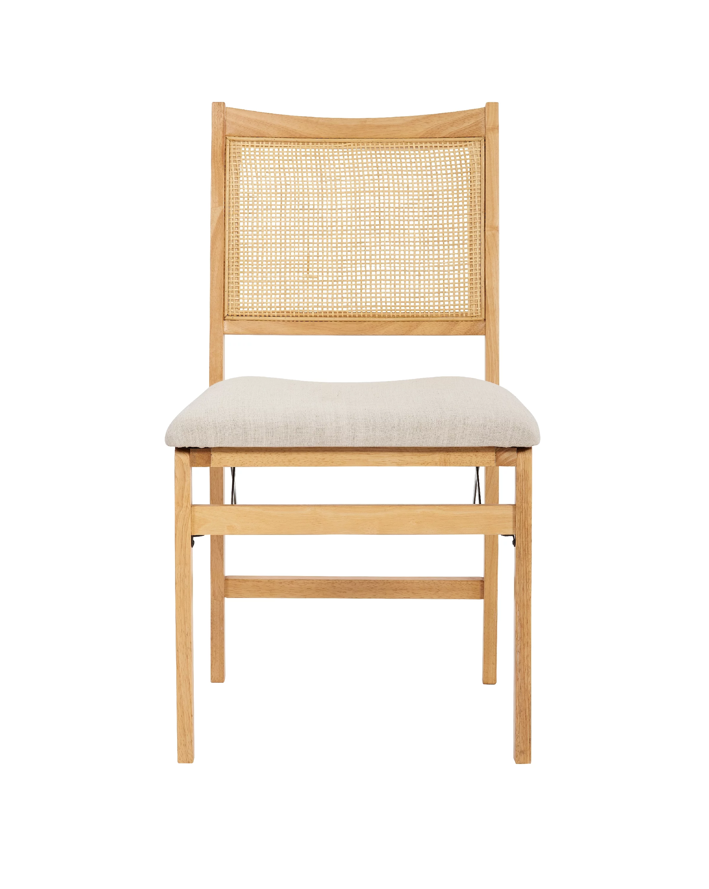 Riviera Rattan Back Folding Chair with Upholstered Seat, Natural