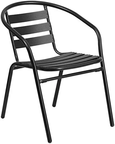 Metal Stacking Patio Chair in Black