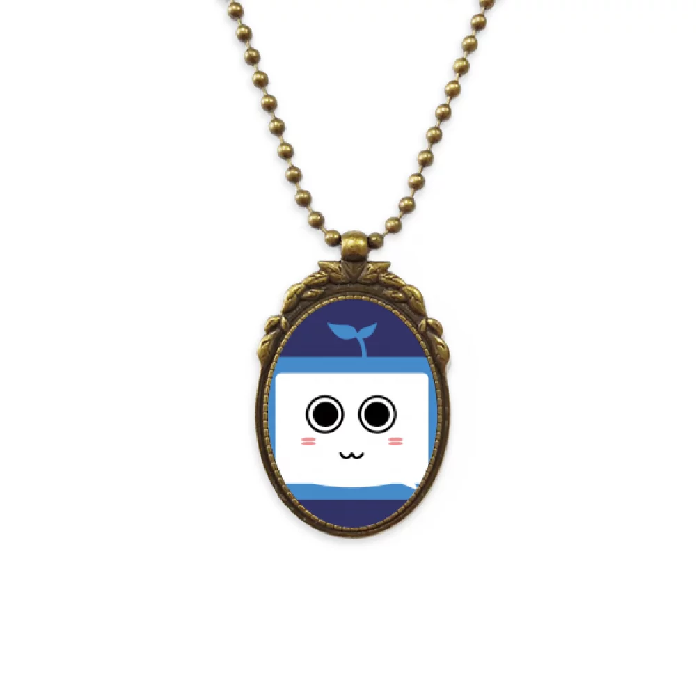 Saplings Cute Small TV Happy Original Antique Necklace Brass Vintage Pendant Keychain