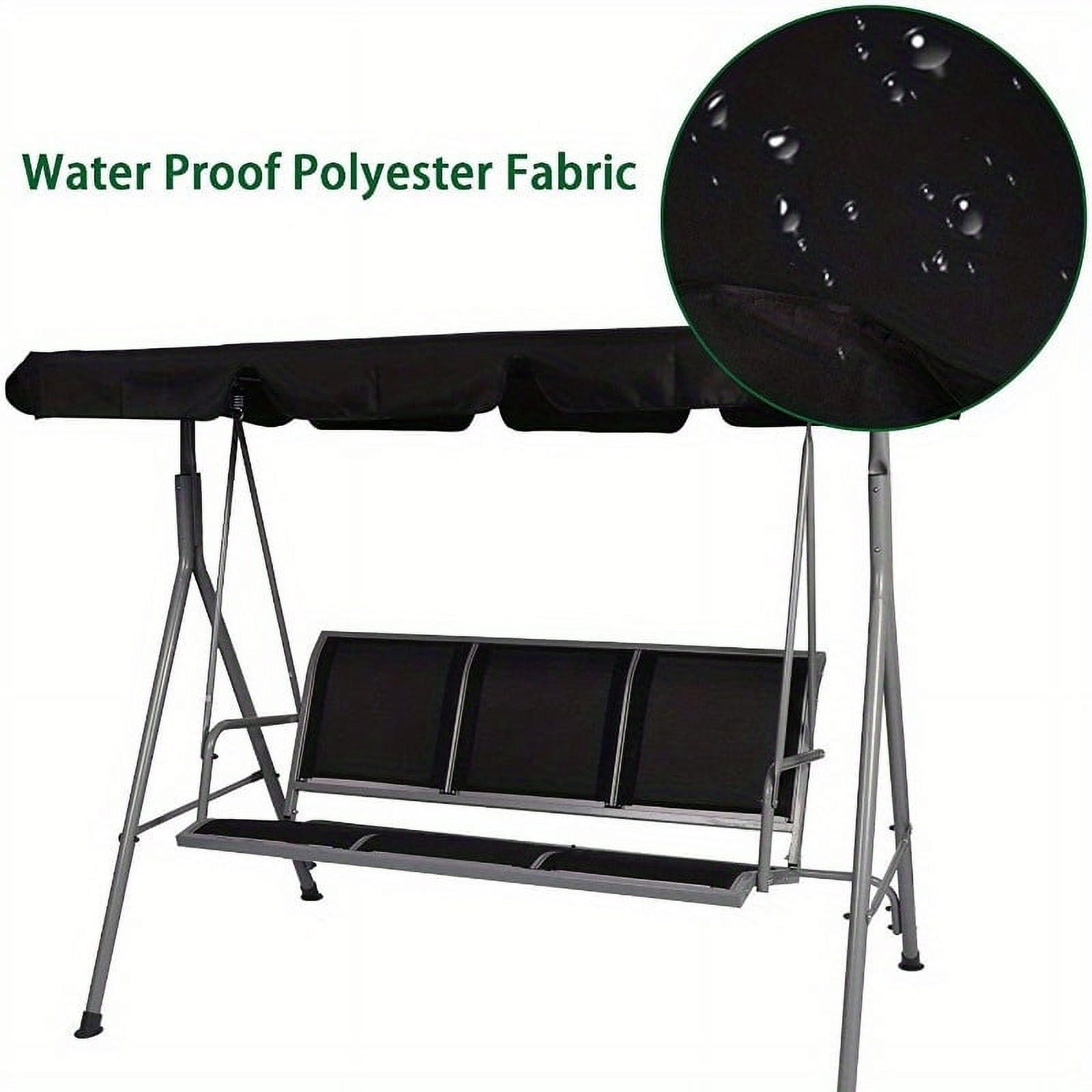 Zateety 3-Person Outdoor Swing Chair Adjustable Canopy Hammock Seats, Patio Porch Garden Swing, Black