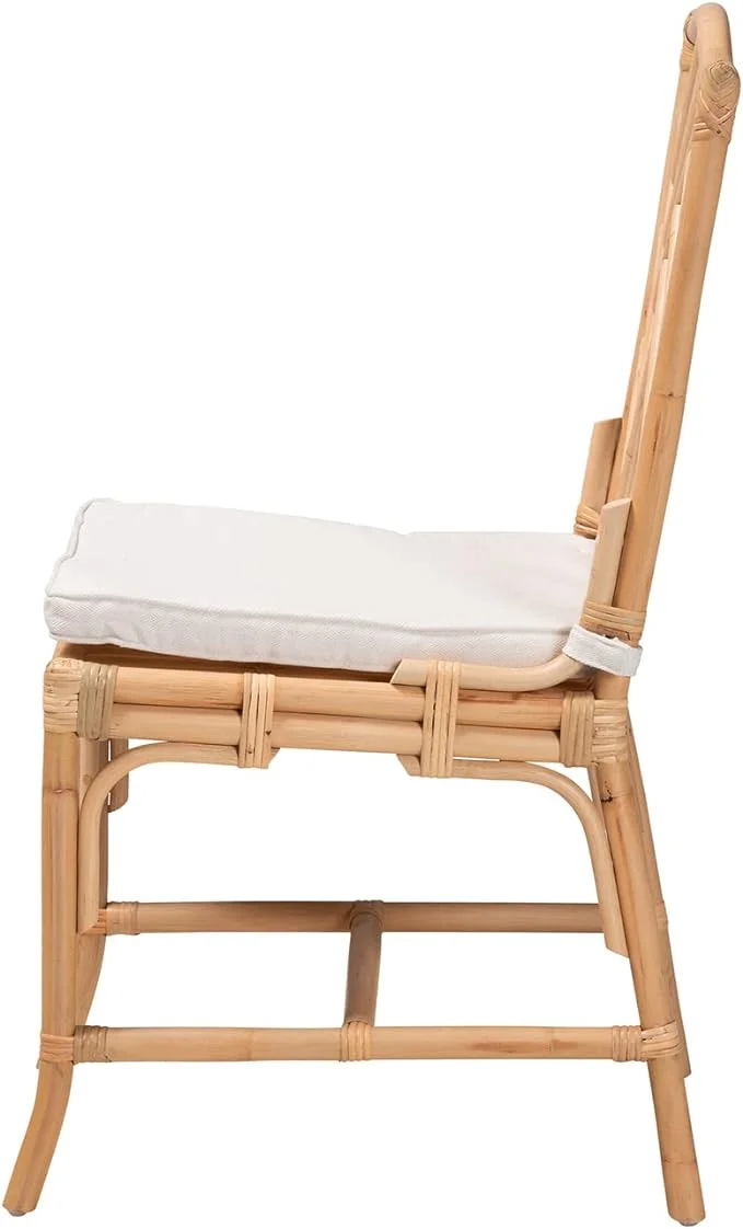 Modern Brown Rattan Dining Chair, Natural Design, 21.7