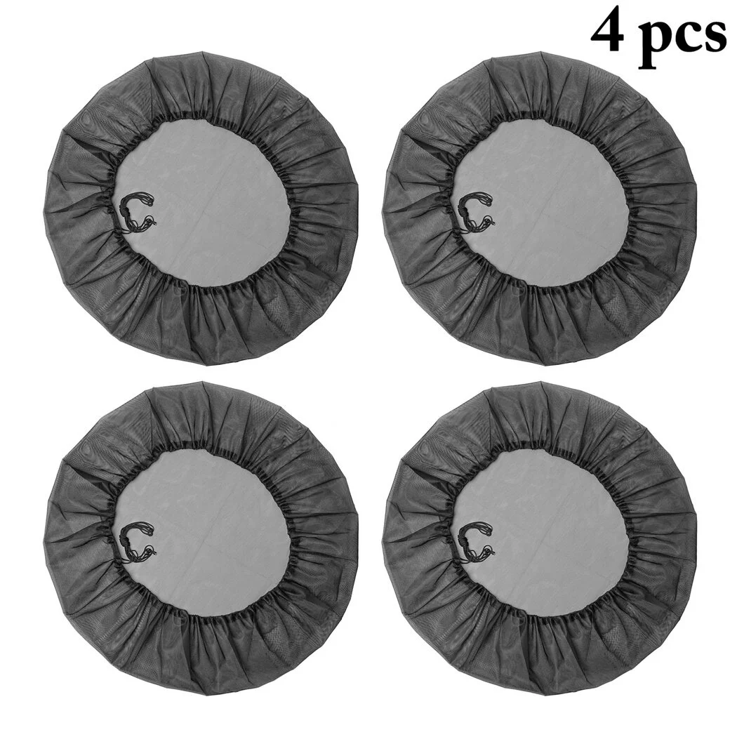 Mesh Cover for Rain Barrels, 4PCS Nylon Rain Barrel Mesh Covers, 39inch Netting Screen with Drawstring, Filter Screen Covers to Keep Fallen Leaves out of Rain Barrels Water Collection Buckets