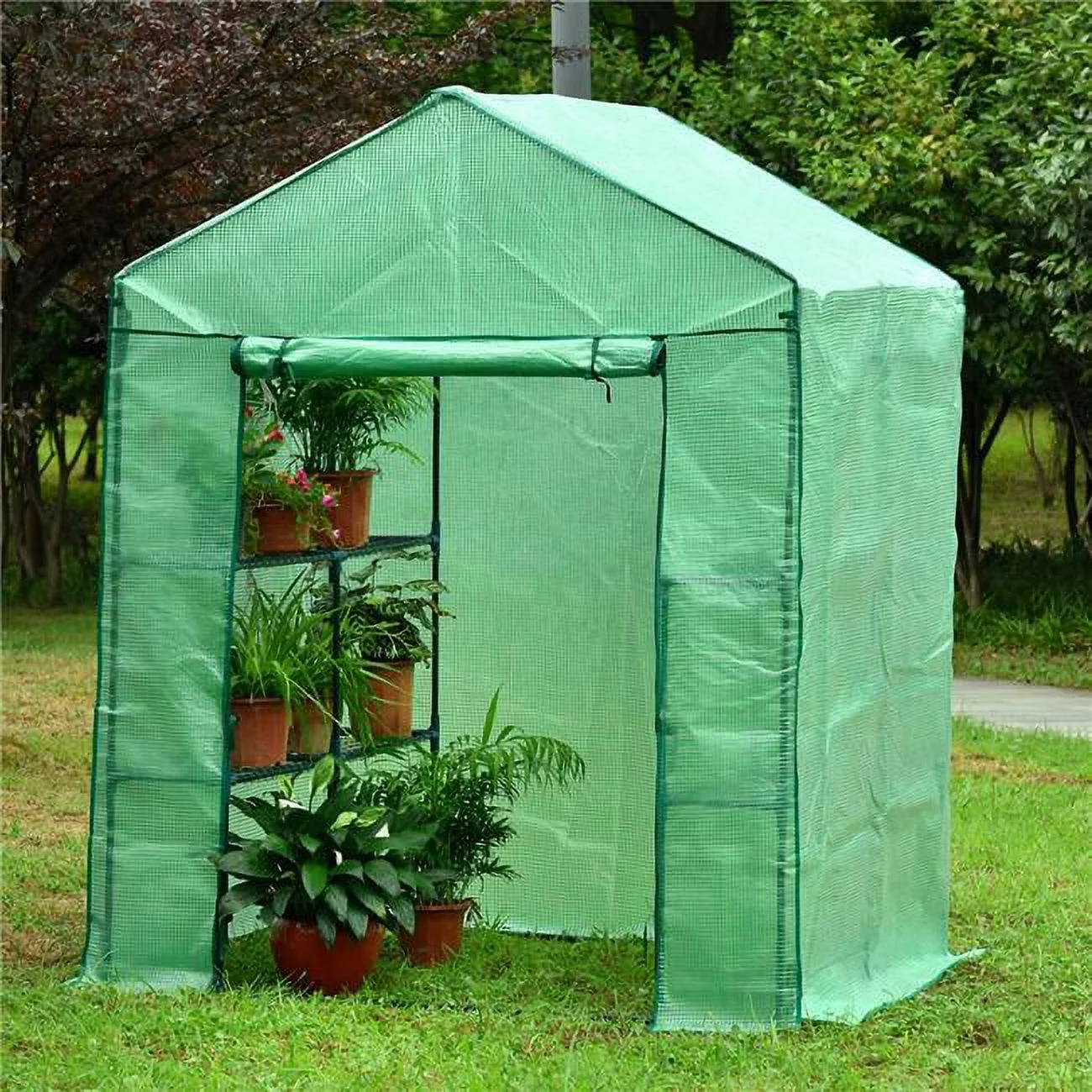 61 x 56 x 79 in. Portable Walk In Greenhouse with Heavy Duty Opaqua Cover