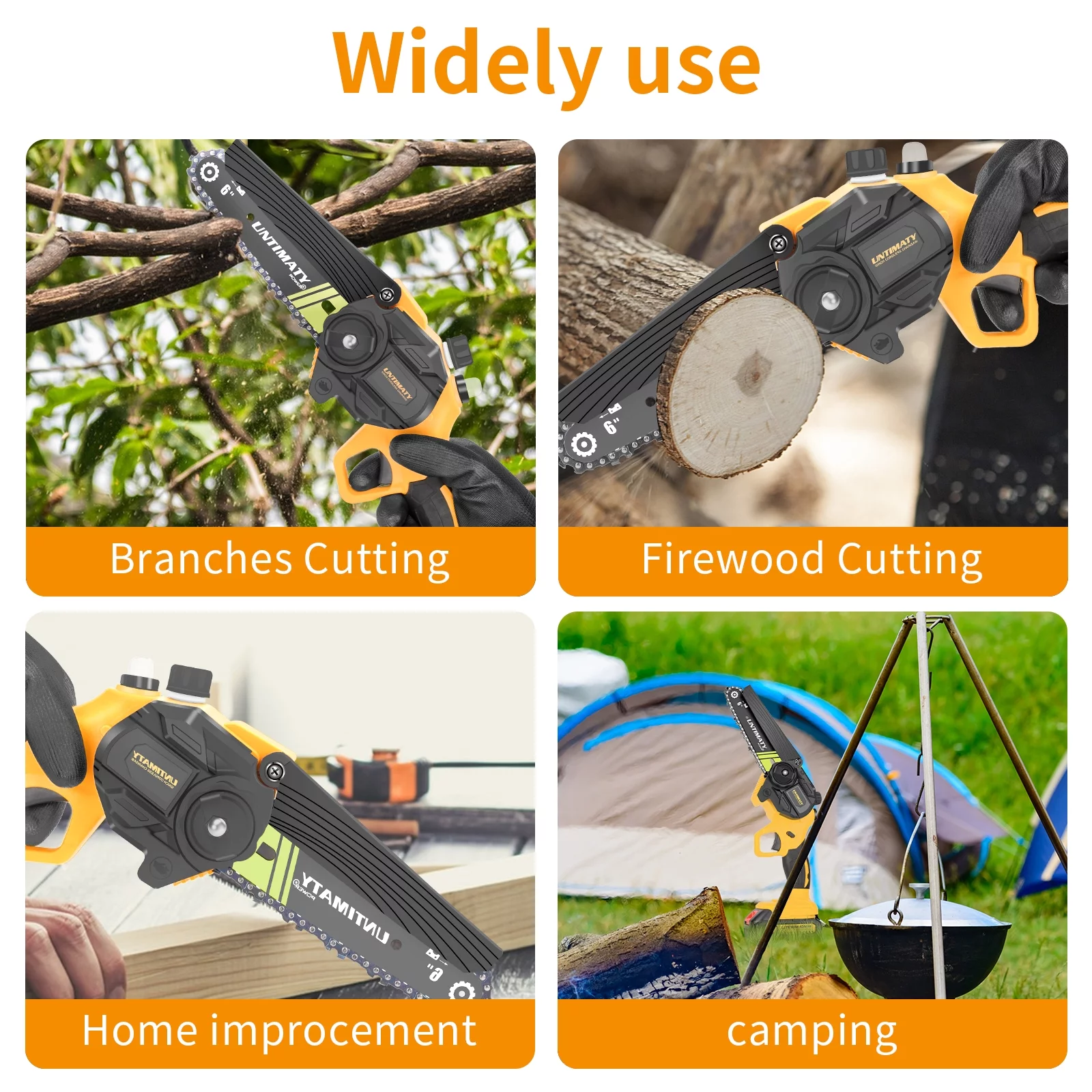 UNTIMATY 6 Inch Mini Chainsaw, Electric Cordless Chainsaw with 2 Batteries, Handheld Small Chain Saw for Tree Trimming Branch Wood Cutting