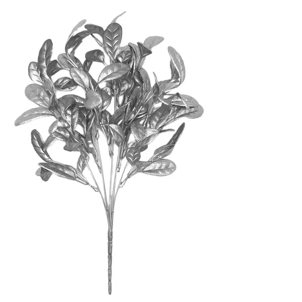 Nvzi-a Artificial Plants, Artificial Leaves Simulate Shrubs Garden Wedding Festival Decoration Table Flower Pot Fillers - Set of 2 (Silver Round Leaves)