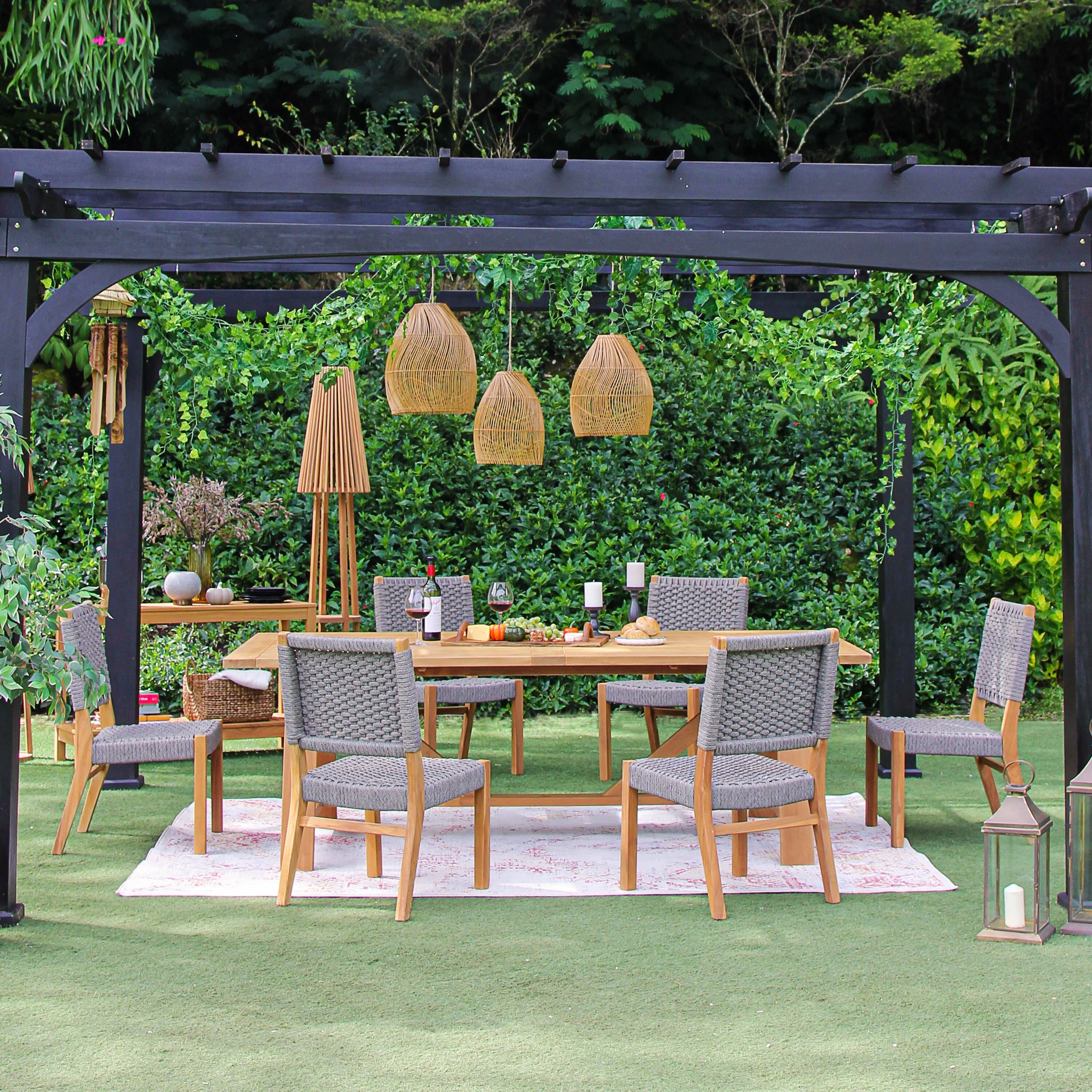 Cambridge Casual  Zephyr 2-piece Teak Patio Dining Chair Plantation Teak/Tan Woven Polyrope