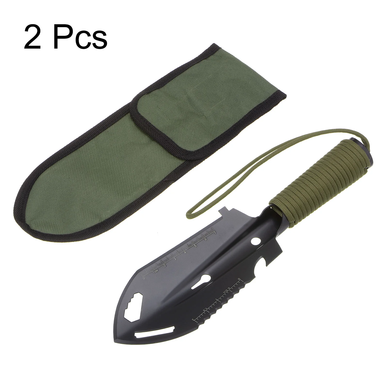 Uxcell 2pcs Multifunctional Camping Shovel 9 in 1 Multi-Purpose Backpacking Shovels with Carrying Bag, Black Green