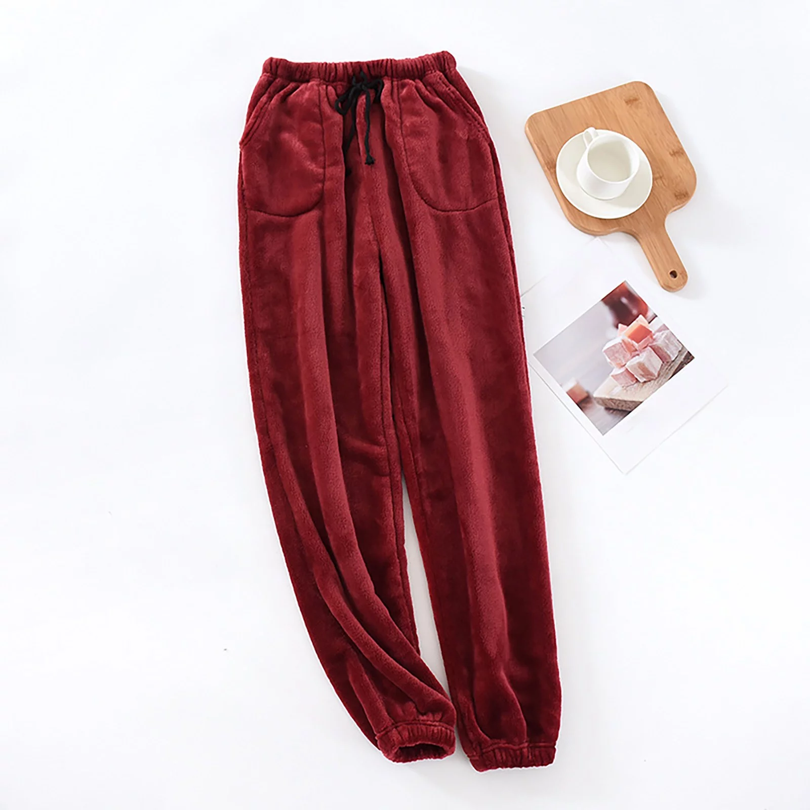 plus Size Bell Bottoms Pajama Pants Men'S Autumn And Winter Warm Flannel Wide Mouth Trousers Loose Large Size Thick Coral Home Pajamas