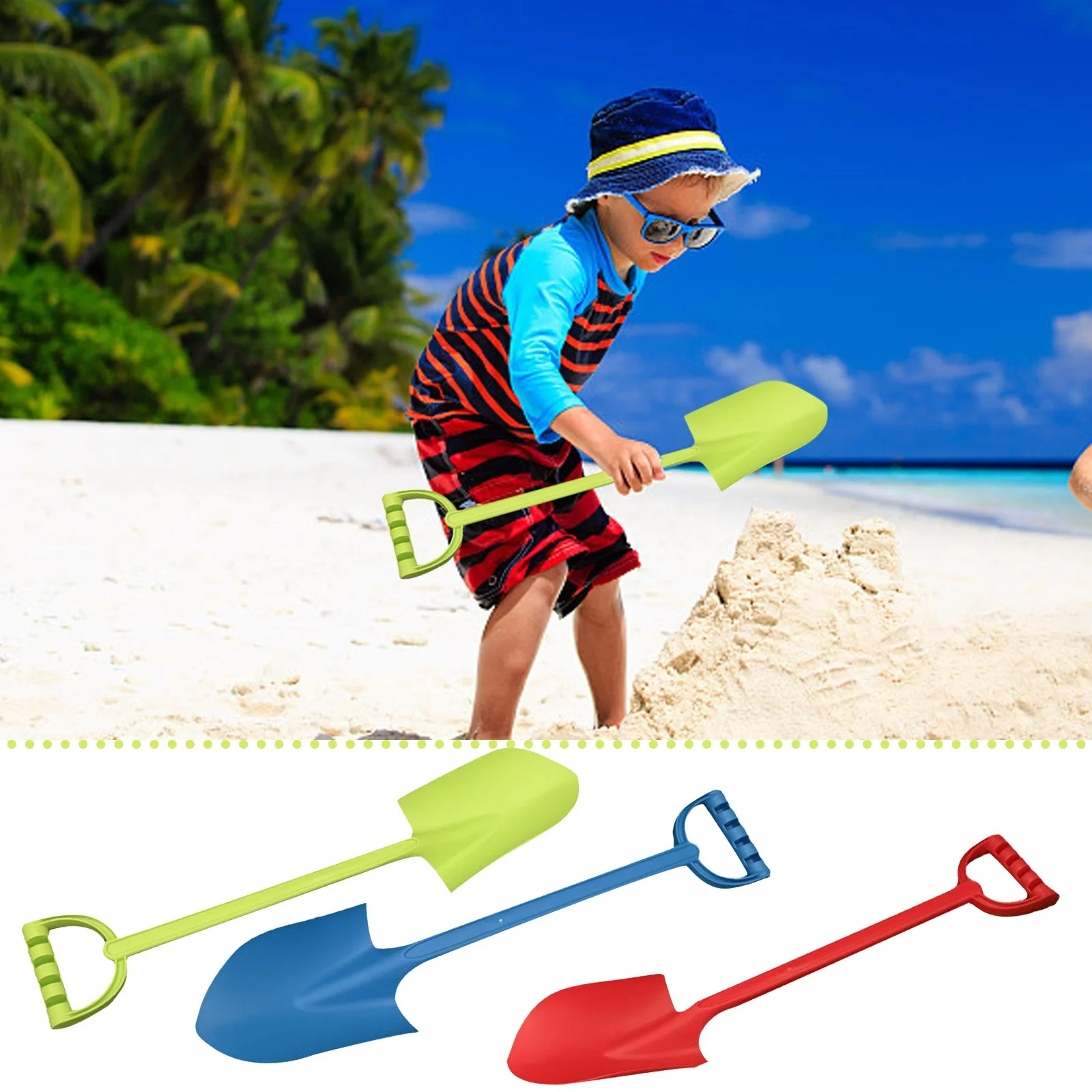 XUYAN Kids Beach Toys Shovel, 52cm plastic thickened shovel, Comfor t D-Grip 20.47inch Snow Shovel Travel Fun Gifts for 3 4 5 6 7 8 Year Old Boy Girl Children