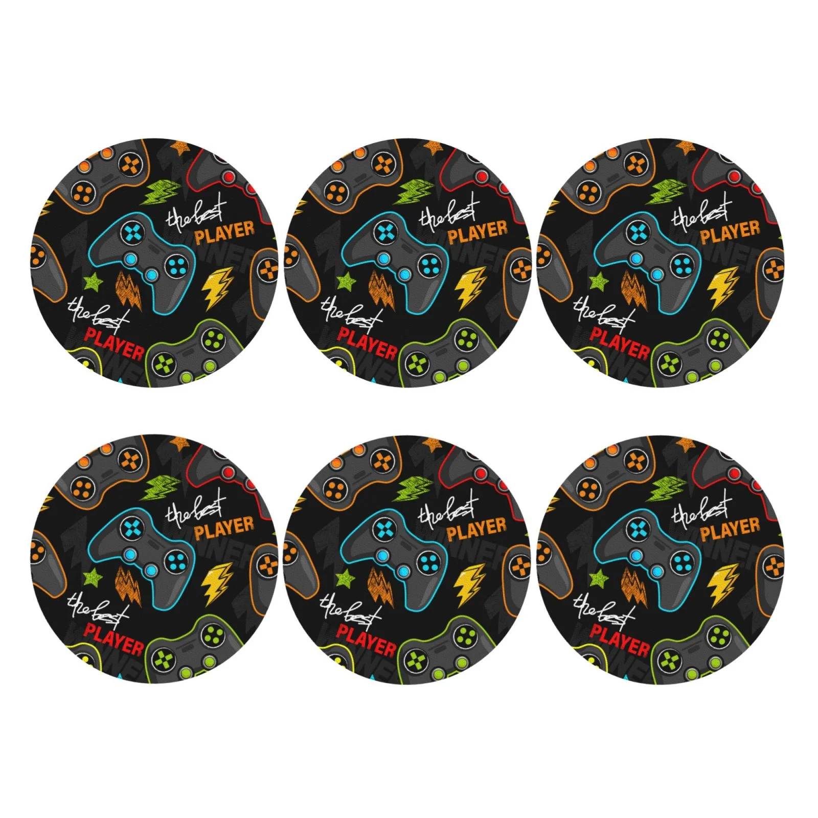 Lukts Play Game3 Leather Drinks Coasters Set Of 6,Suitable Or Drinks Furniture Protection And Easy Clean Up