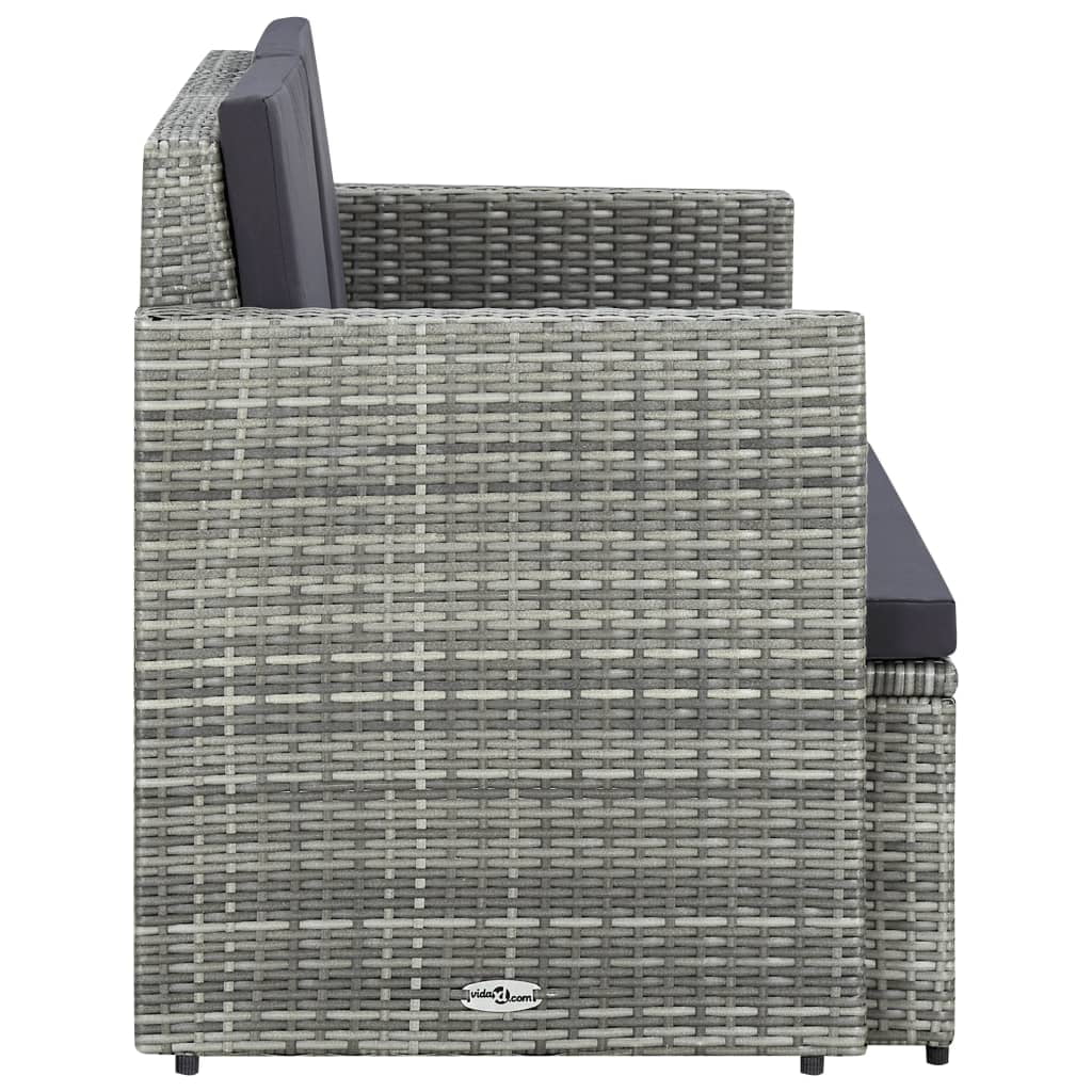 Aibecy 2 Seater Patio Sofa with Cushions Gray Poly Rattan