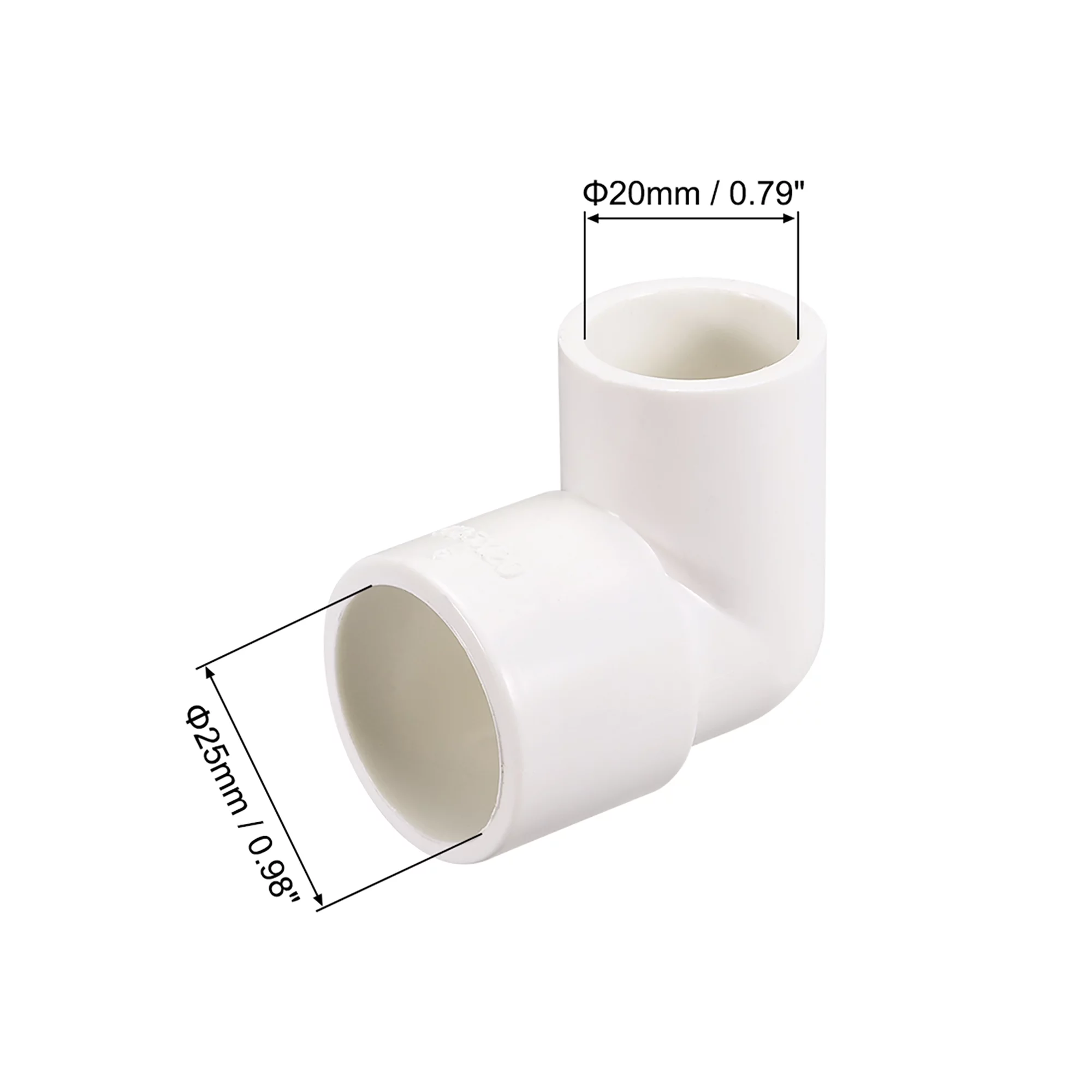 PVC Pipe Fitting,90 Degree Elbow Schedule 40 White 20mm x 25mm Socket 5pcs