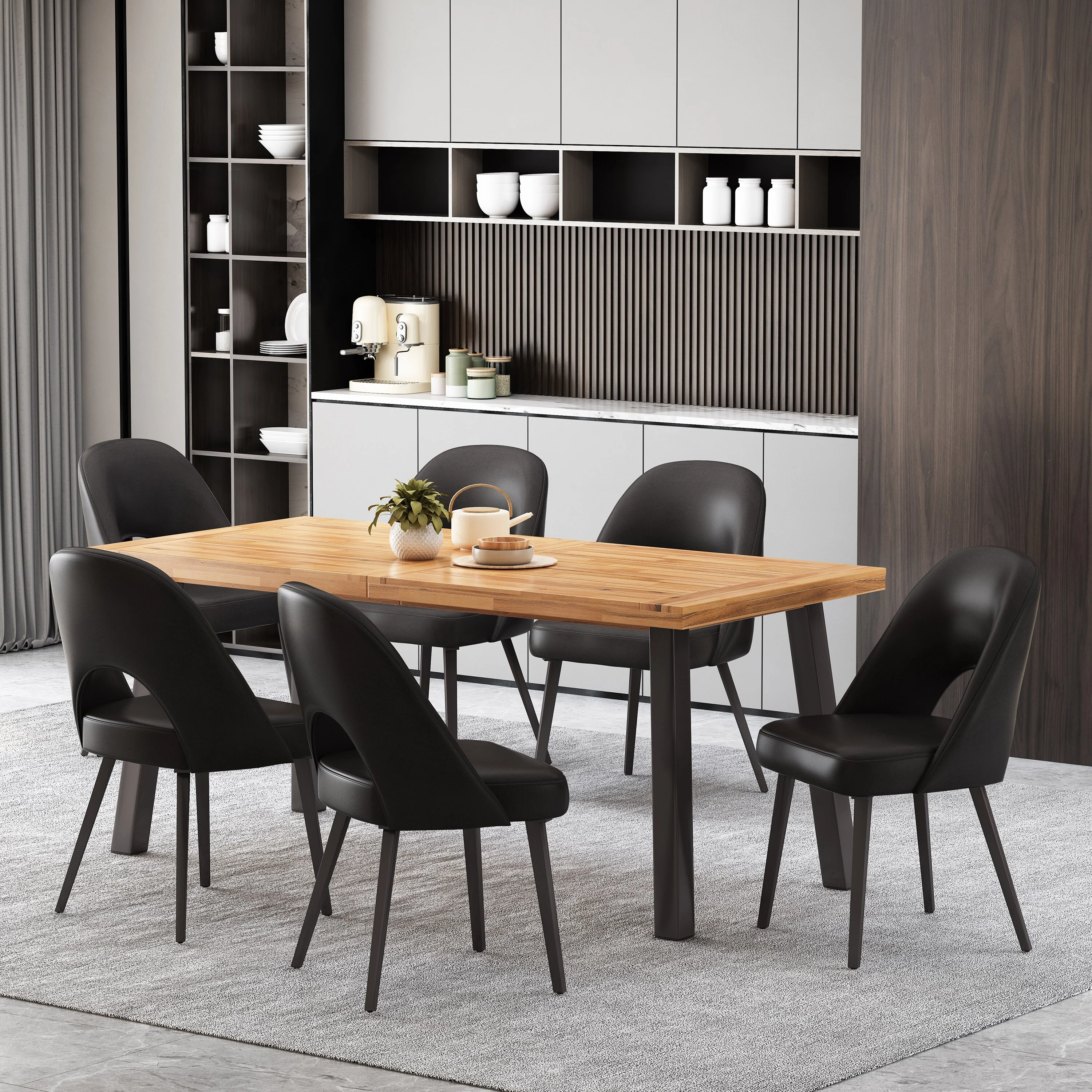 Christopher Knight Home Meriden Faux Leather and Wood 7 Piece Dining Set by