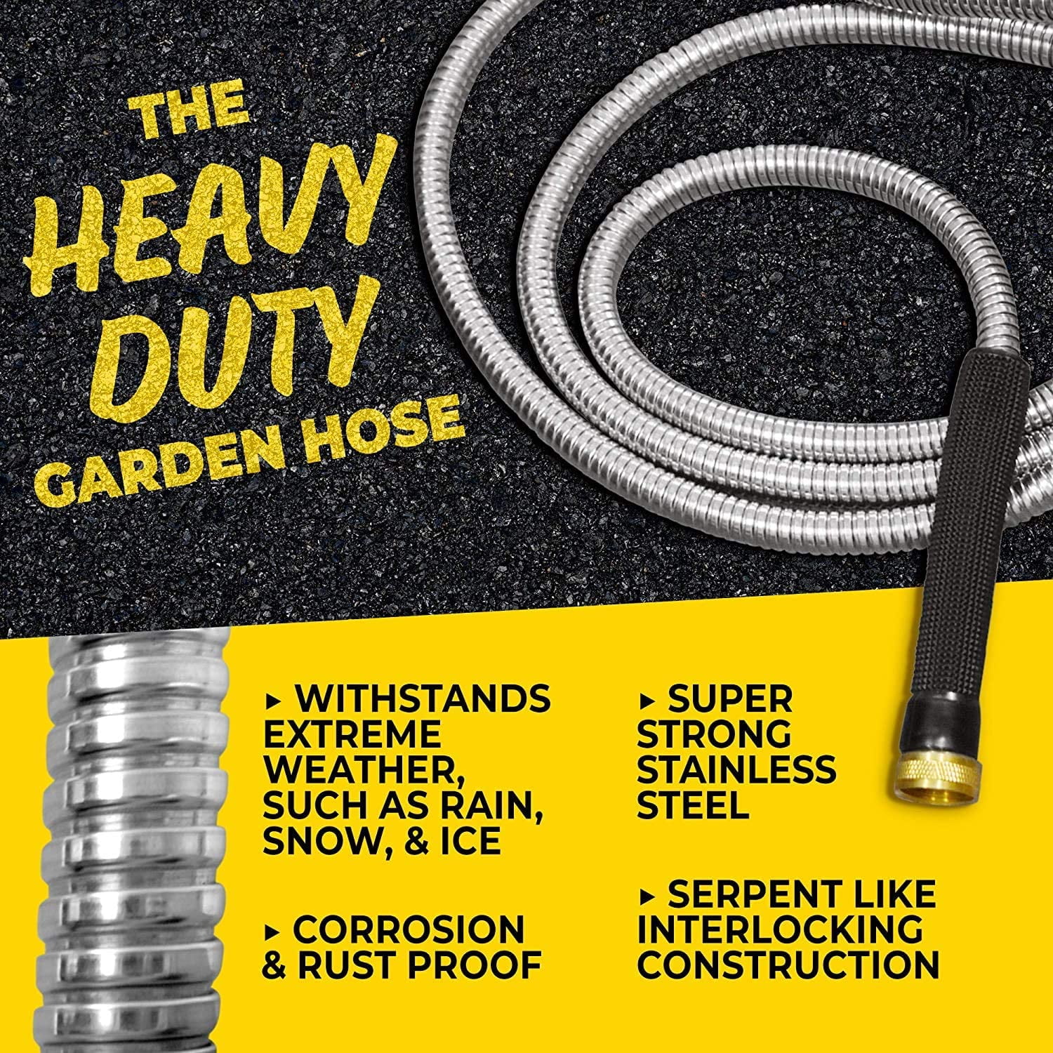 Bionic Steel Pro Garden Hose - 304 Stainless Steel Metal Water Hose, Heavy Duty Lightweight, 75ft