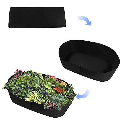 Pannow Fabric Raised Planting Bed, Garden Grow Bags Herb Flower Vegetable Plants Bed Rectangle Planter for Plants Flowers and Vegetables (2ft x 4ft)