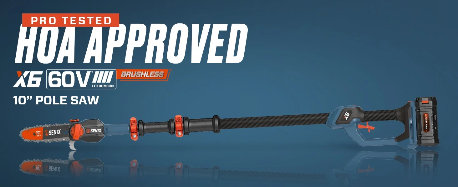 60 Volt Max* 10-Inch Carbon Fiber Cordless Brushless Pole Saw, 3Ah Battery and 3A Charger Included