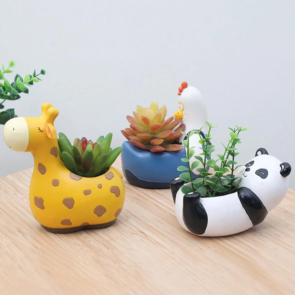 Cute Resin Animals Succulent Planter Cactus Flow Window Box - Giraffe