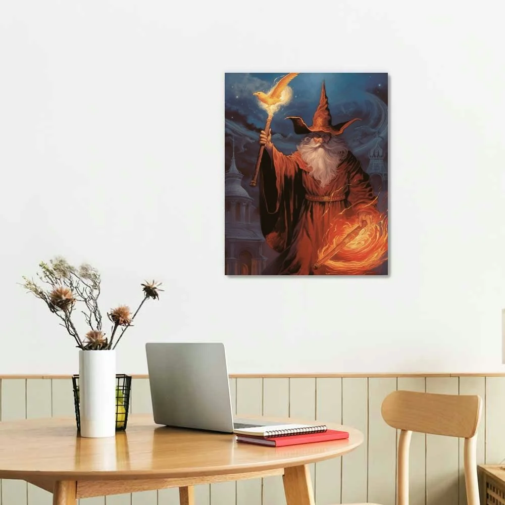 ONETECH Magical Mythical Pegasus Wizard At Night Kids Room Art Print Poster