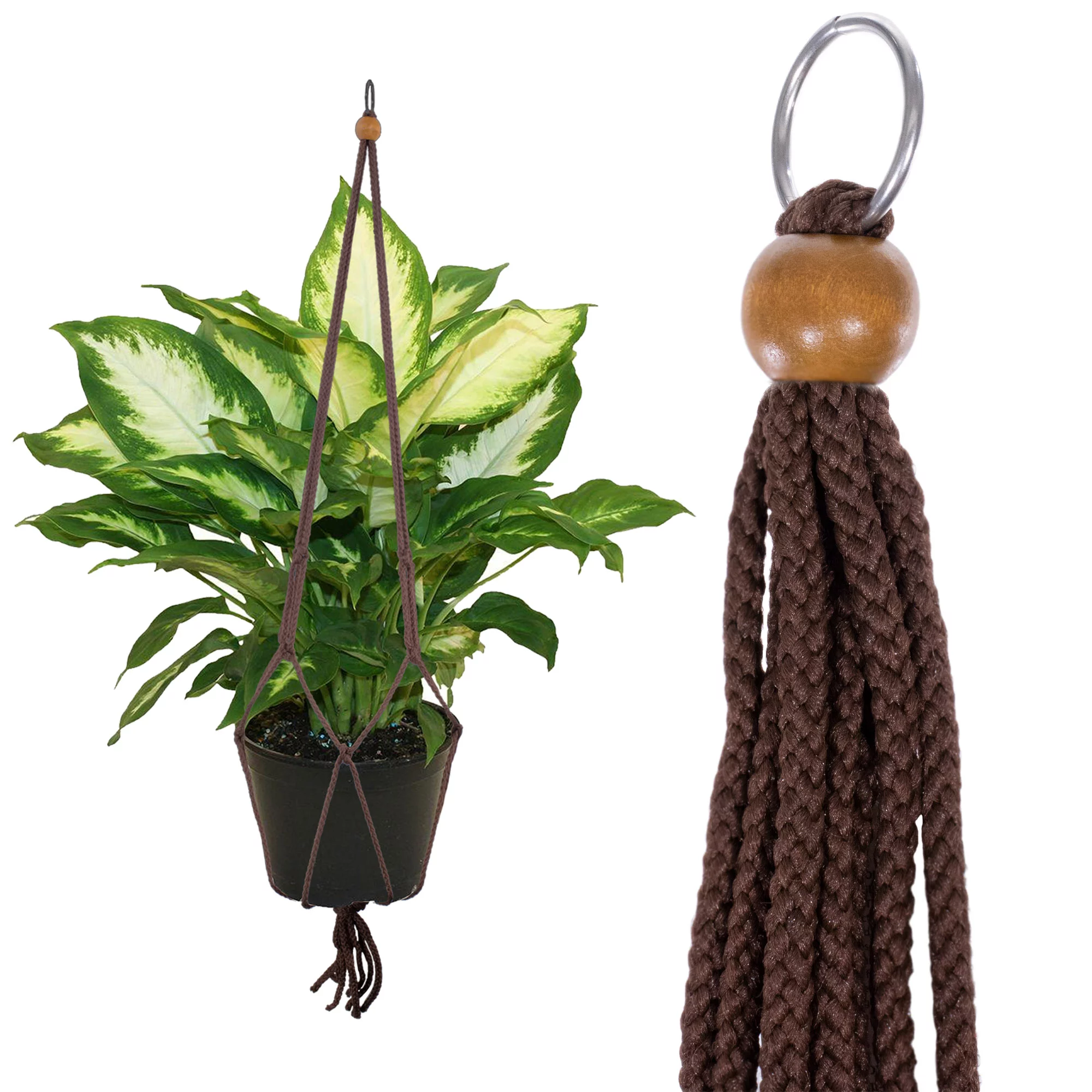 Macrame Plant Hanger - 36 Inches Long, Indoor & Outdoor - Multiple Color Options