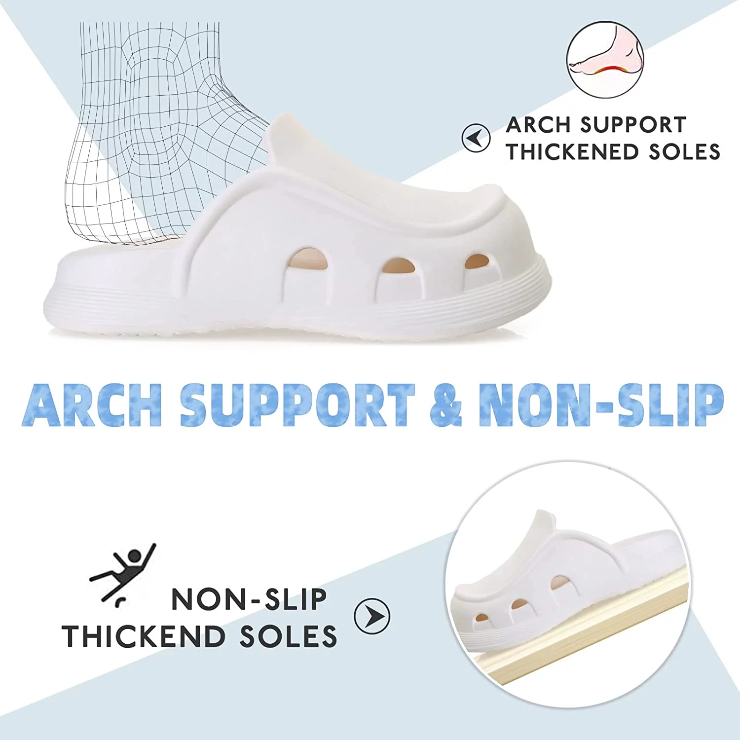 Unisex Garden Clogs for Women and Men, Comfort Platform Lightweight Summer Sandals, Breathable Slip On Mules and Clogs Pool Quick Dry Shower Shoes for Indoor and Outdoor