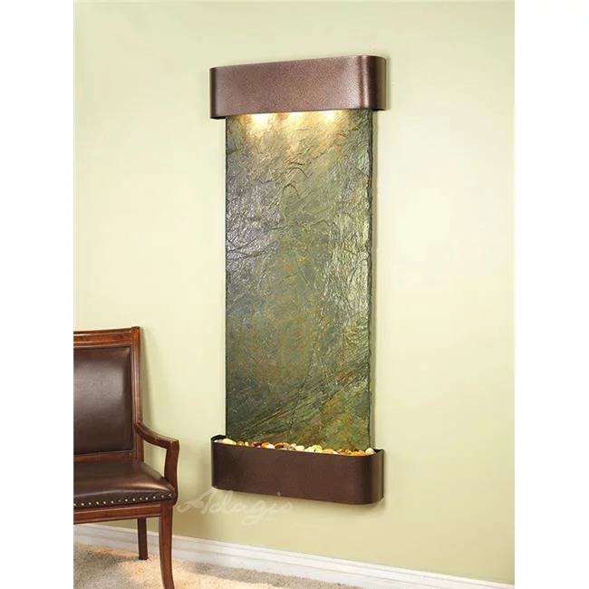 Adagio IFR5002 Inspiration Falls Round Copper Vein Green Natural Slate Wall Fountain