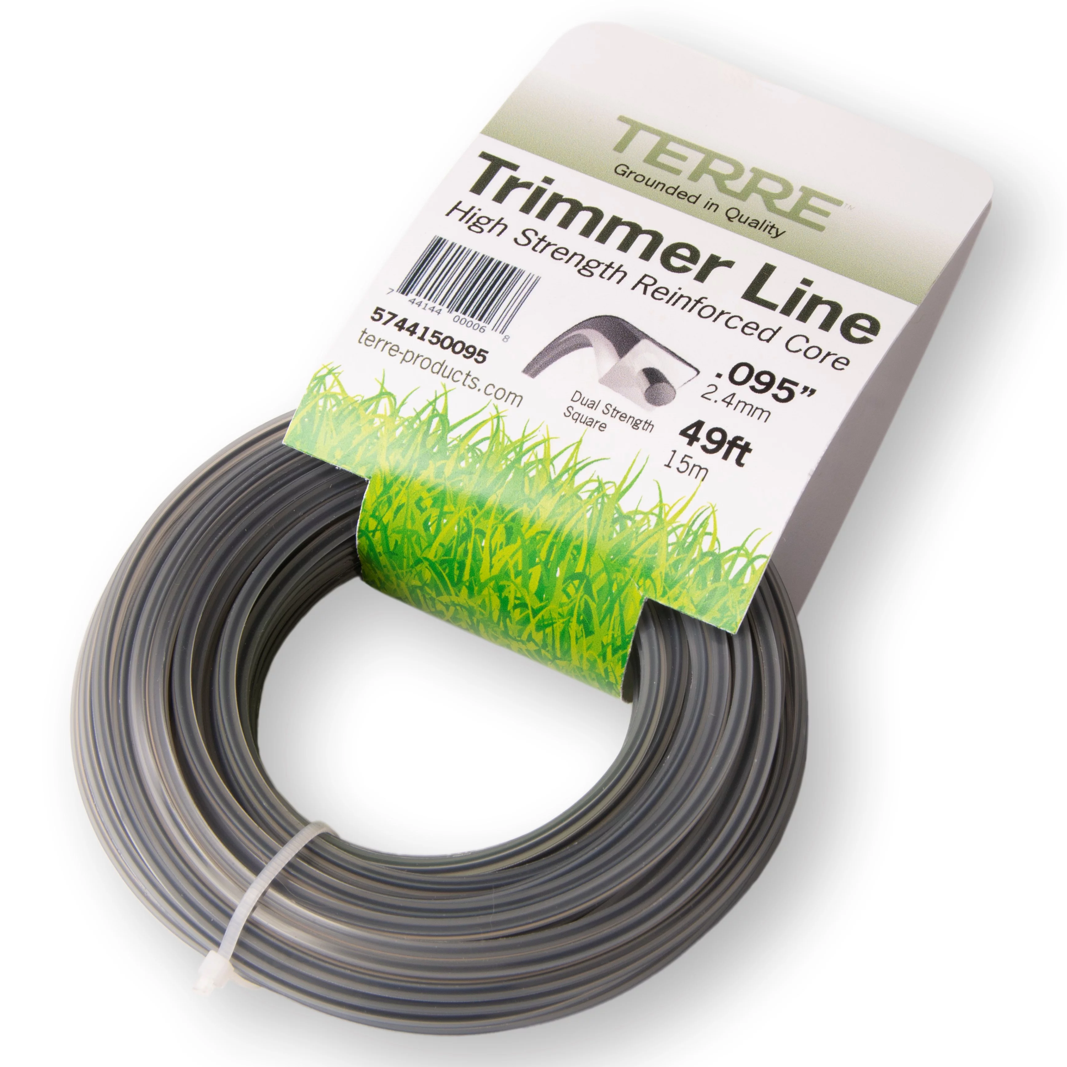 Terre Products Commercial Grade 095 Trimmer Line Square, Dual Strength Quality Weed Eater String, Line Length 49ft. or 14.9m, Weed Wacker String Trimmer Replacement Size .095 inch or 2.41mm
