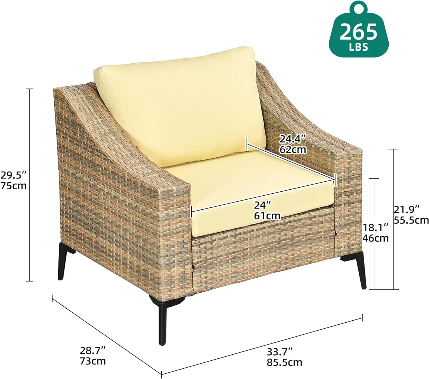 Dina 4 Pieces Patio Furniture Set  PE Rattan Sectional L-Shaped Sofa for Patio Backyard Poolside Porch  Wicker Conversation Set with Coffee Table & Cushions  Detachable Lounger - Grey