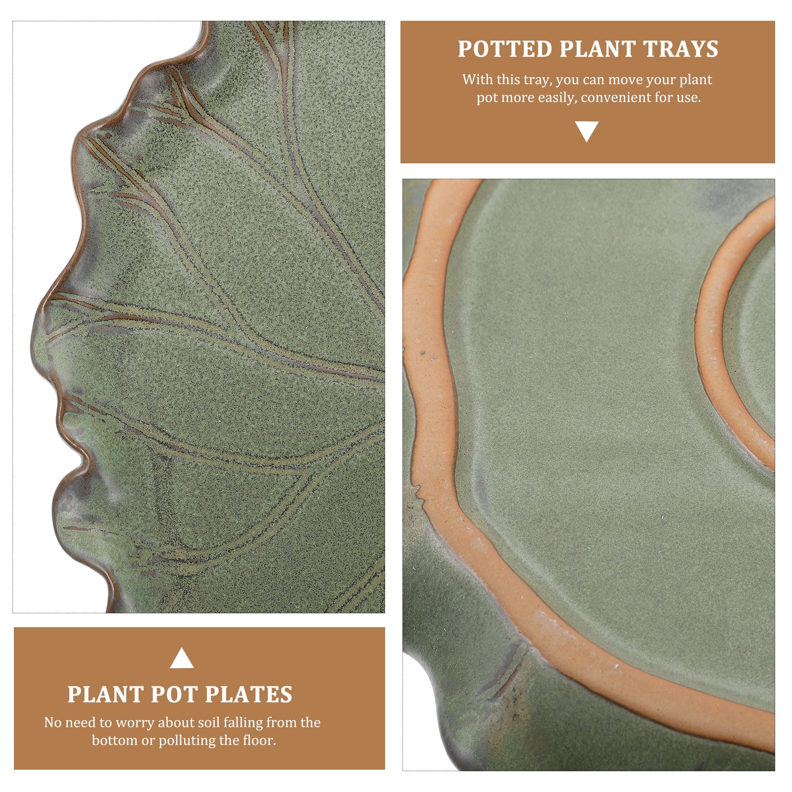 Guichaokj 1Pc Ceramic Flowerpot Tray Bonsai Base Balcony Succulent Pot Lotus Leaf Tray