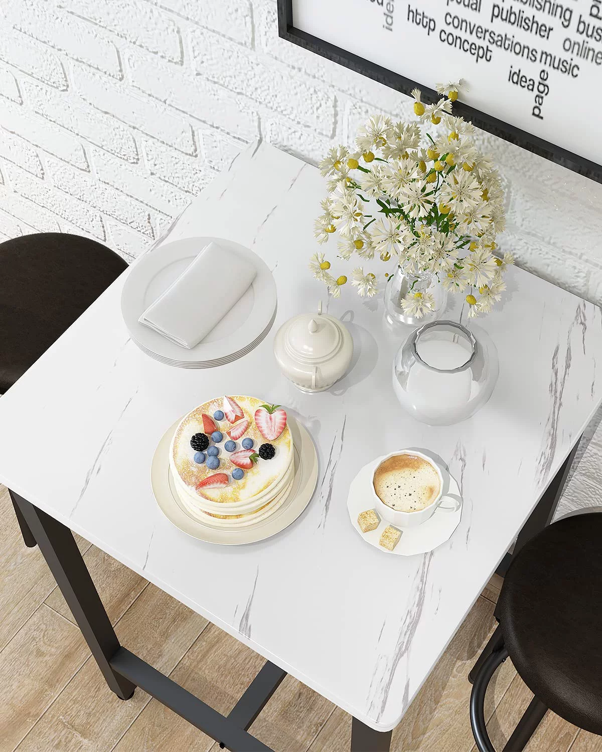 FDIGLUL Dining  Set  43.3\u201D Rectangle Pub Bistro Dining Set Kitchen  Set   with Backrest Stools  5-Piece Breakfast  Set with Metal Frame for Dining Room w/ 4 Chairs-Gold