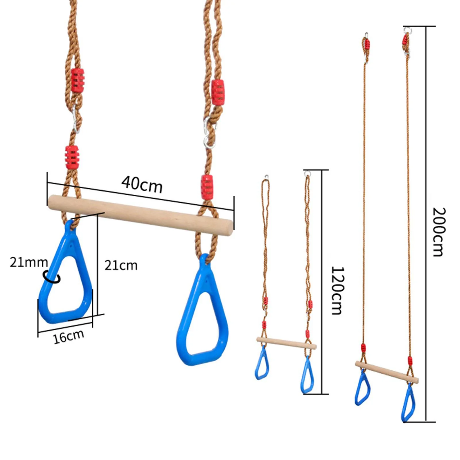 Kids Swing Bar with s Wood Hanging Hoop Monkey Bars with Adjustable
