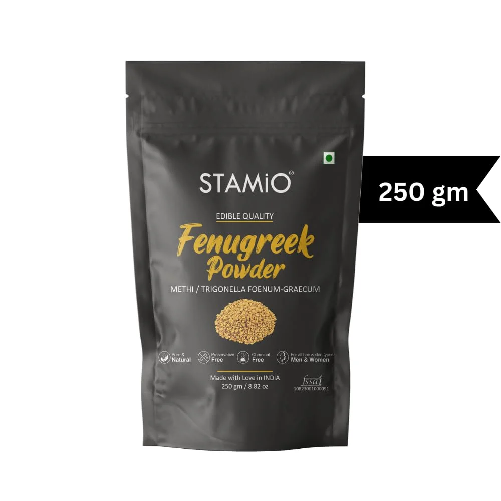 STAMIO Fenugreek Powder 250 gm | Pure Natural Methi Dana/Seeds | Trigonella Foenum-Graecum, Menthya, Venthayam, Menthulu | In Pouch 8.82 oz
