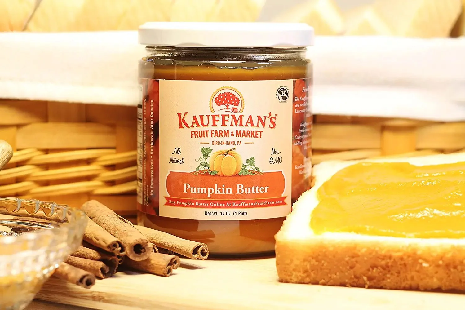 Kauffman Orchards Homemade Pumpkin Butter Spread, No Granulated Sugar Added, 17 Oz. Pack of 2