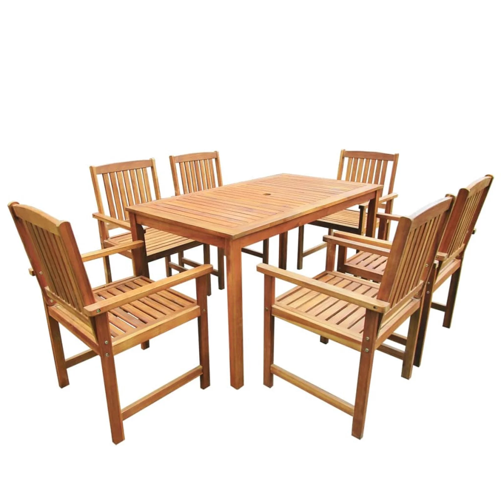 Dcenta 7 Piece  Dining Set -1 Table and 4 Chairs, Patio/Garden Furniture Sets Solid Acacia Wood