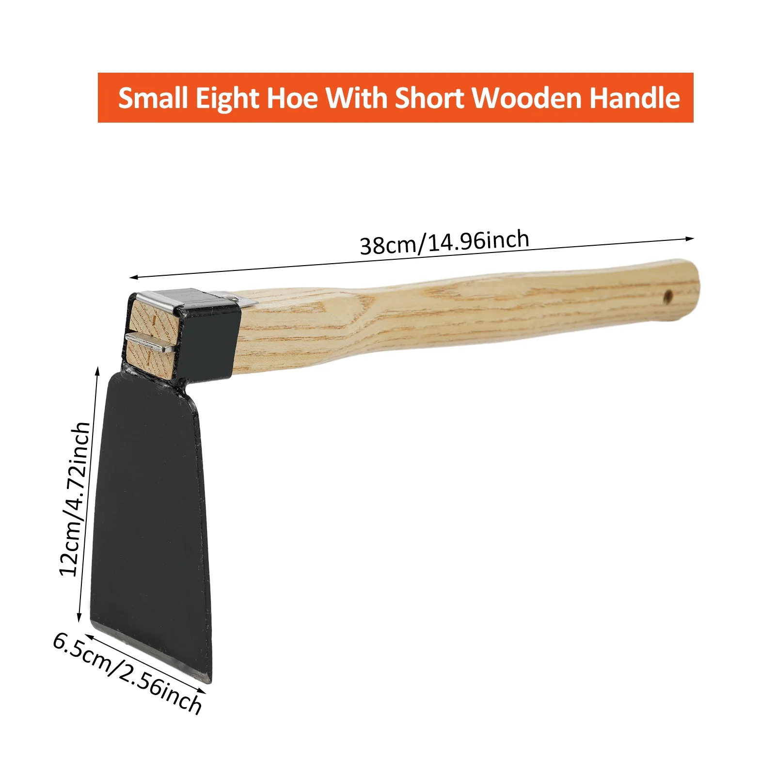 Hand Hoe Garden Tool - Small Eight Hoe with Short Wooden Handle - Ideal for Soil Loosening and Weeding - Walmart Compliant