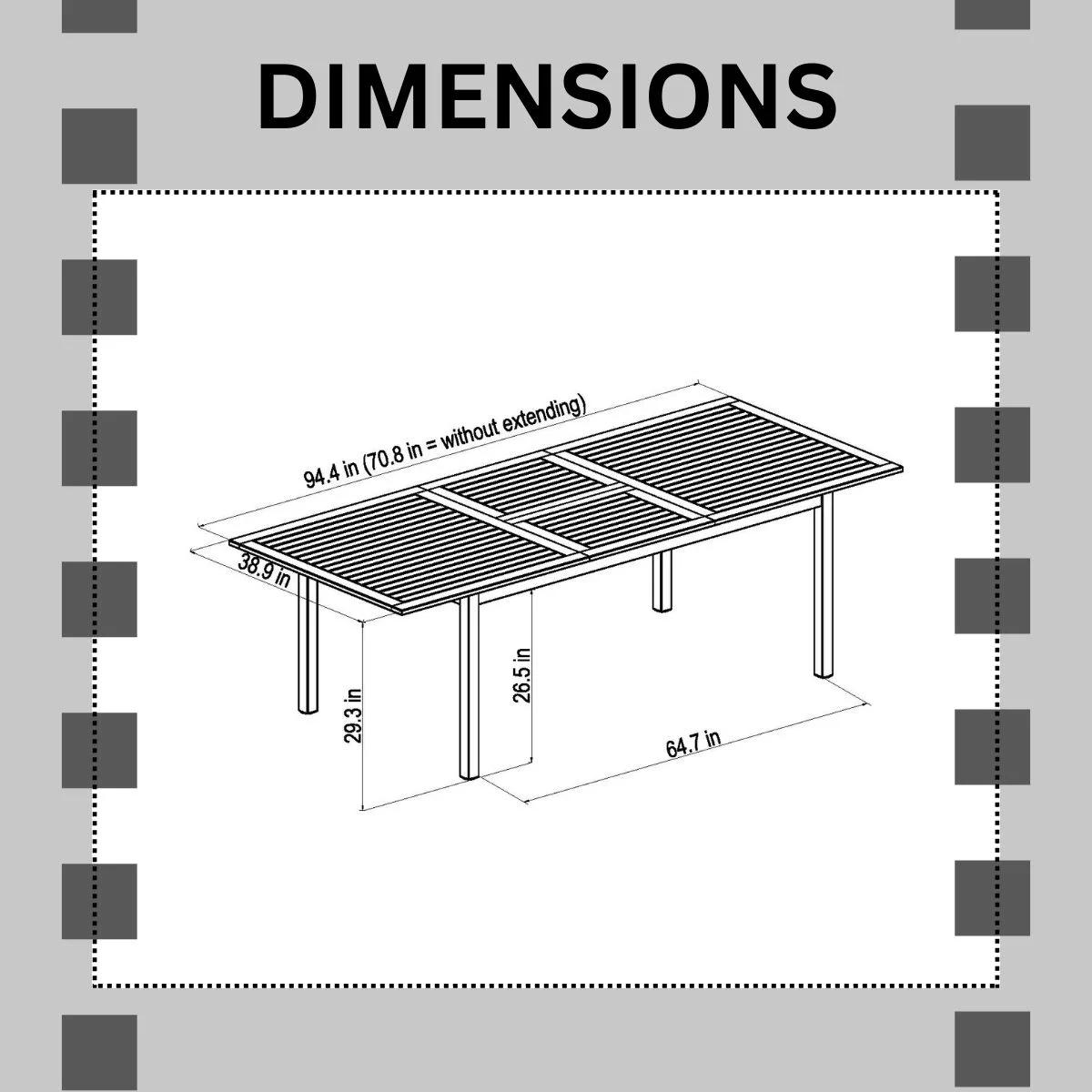Amazonia Amoise Teak Finish & Aluminum 9 Pieces Extendable Rectangular Patio Dining Set
