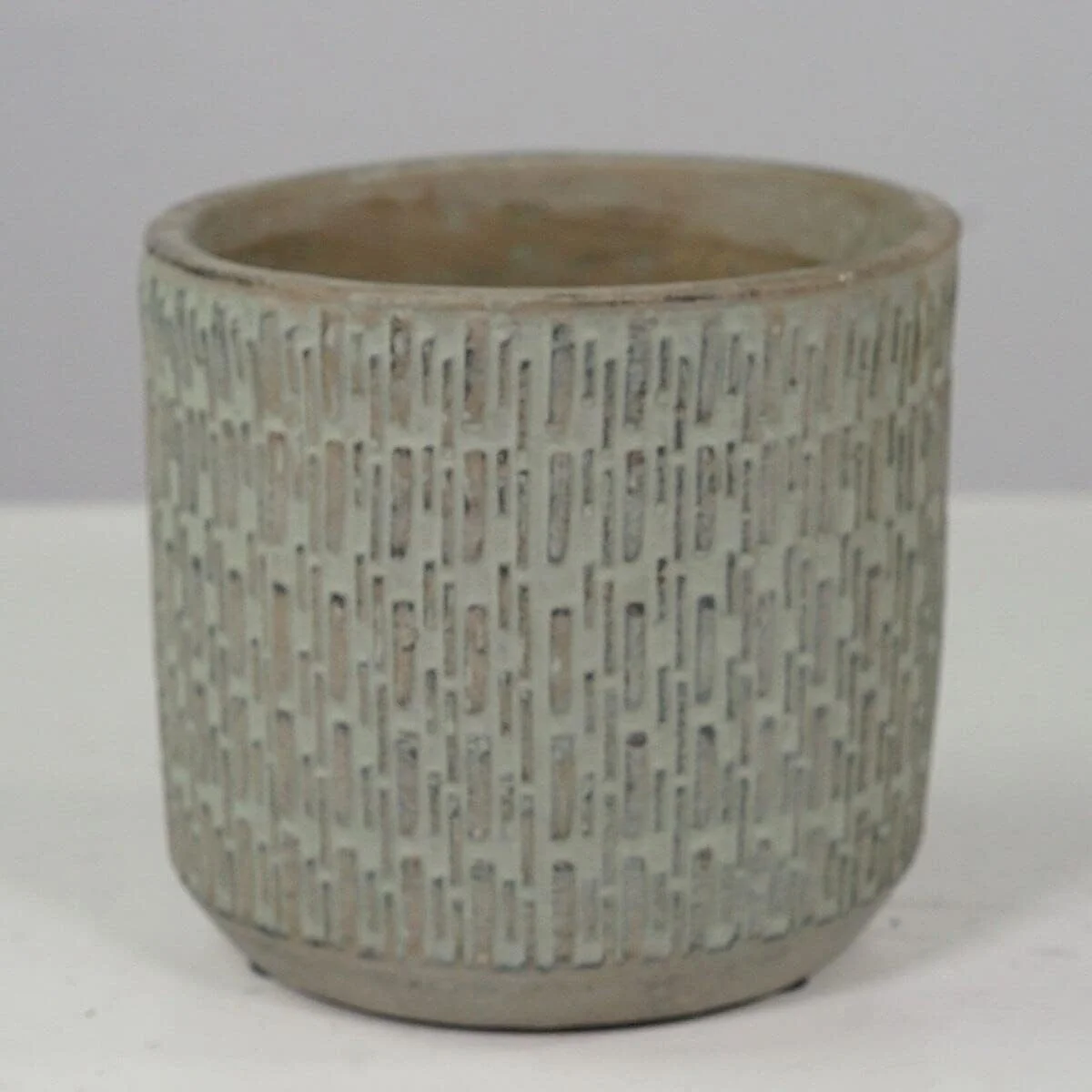 Antique Finish Patterned Planter Grey Cement