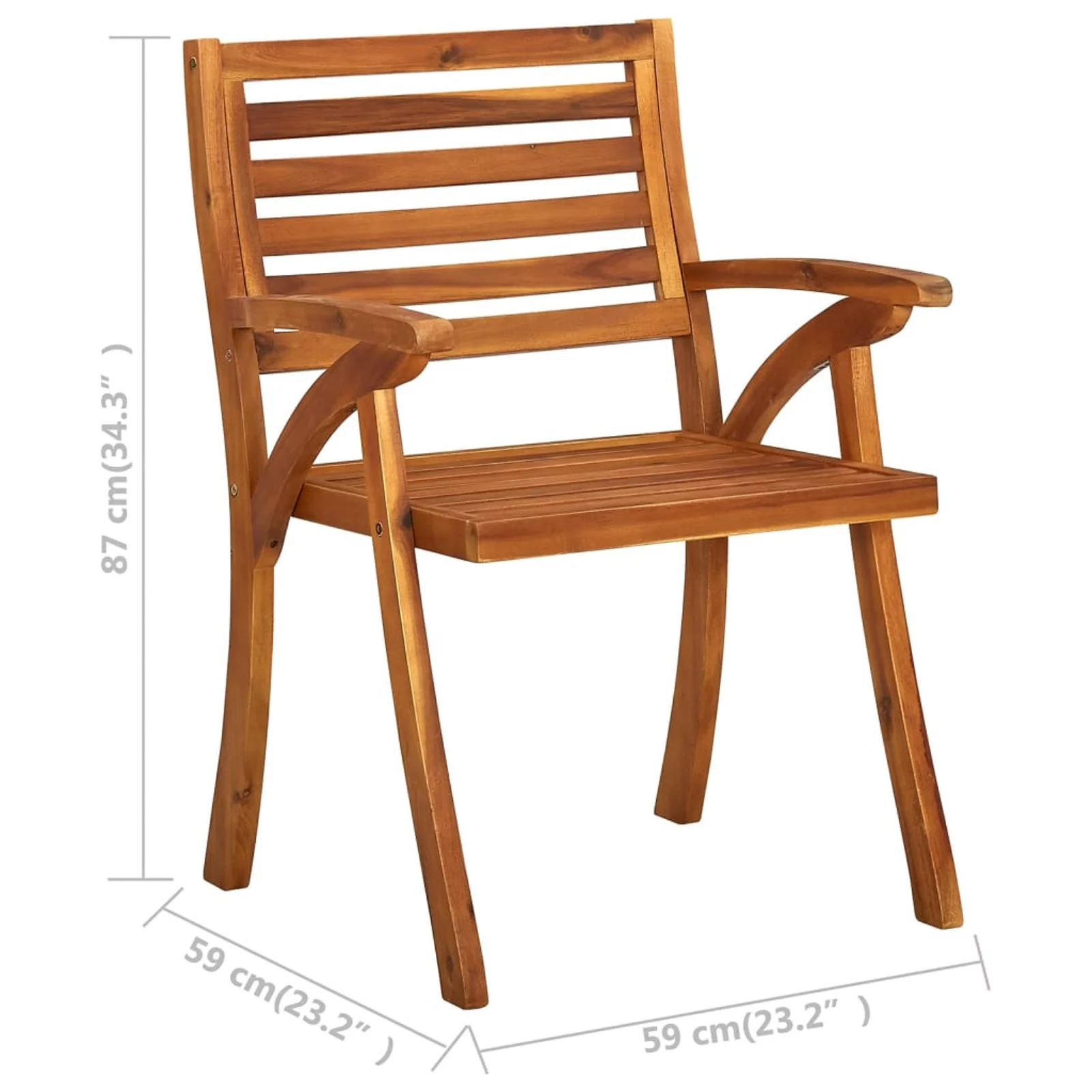 Anself Patio Dining Chairs with Cushions 3 pcs Solid Acacia Wood