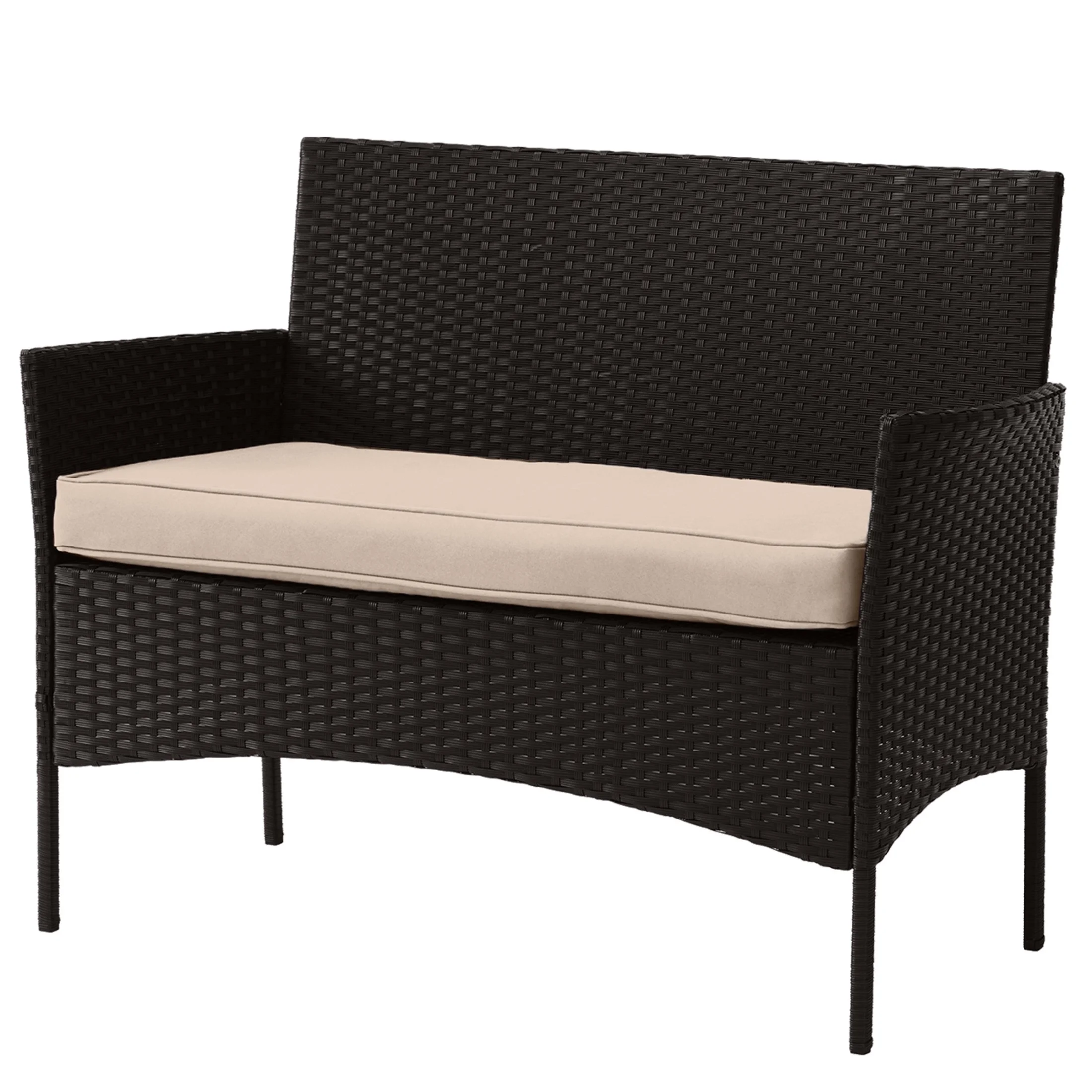 Lavish Home 4PC Patio Furniture Set with Couch, Chairs, and Table (Black)