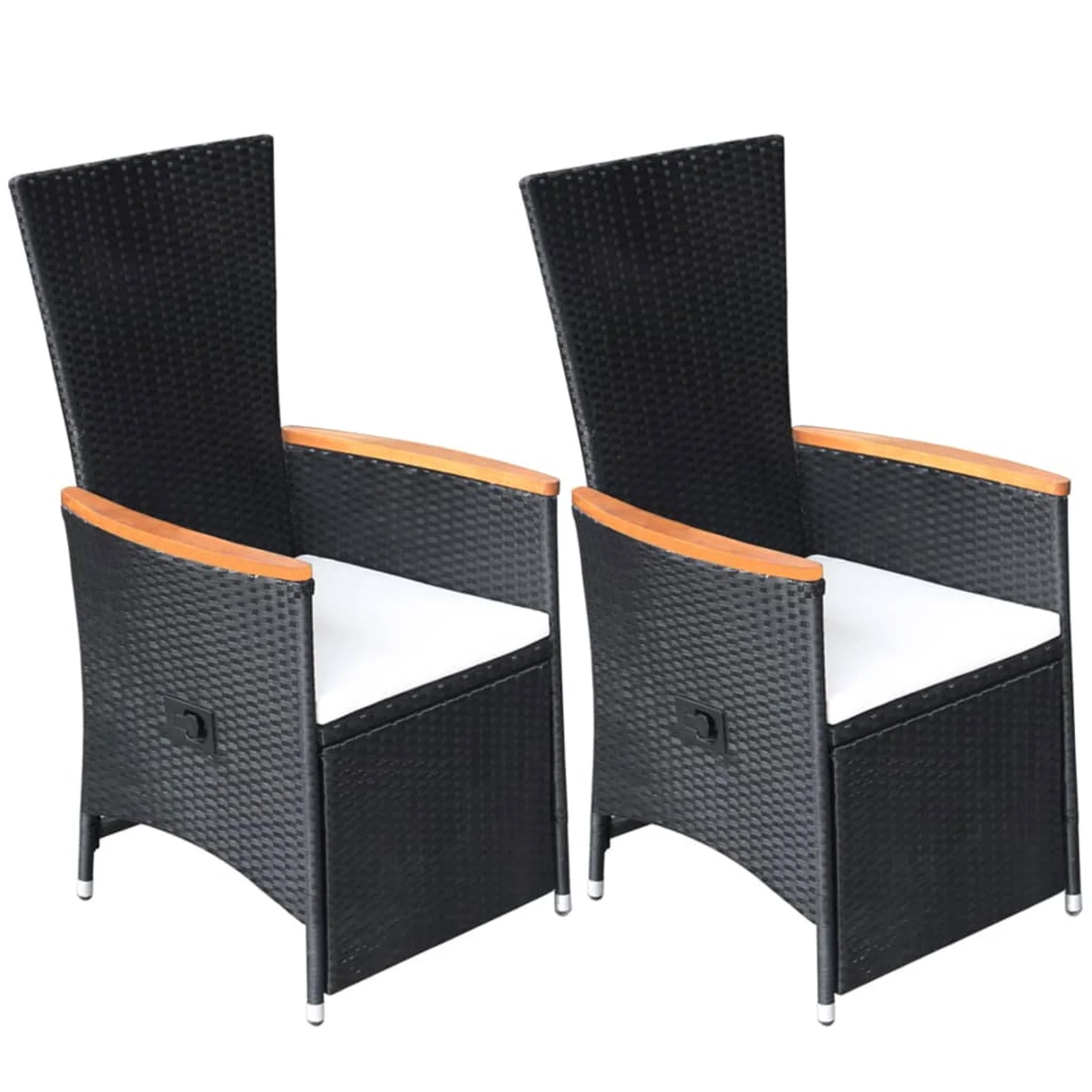 Irfora Reclining Patio Chairs 2 pcs with Cushions Poly Rattan Black