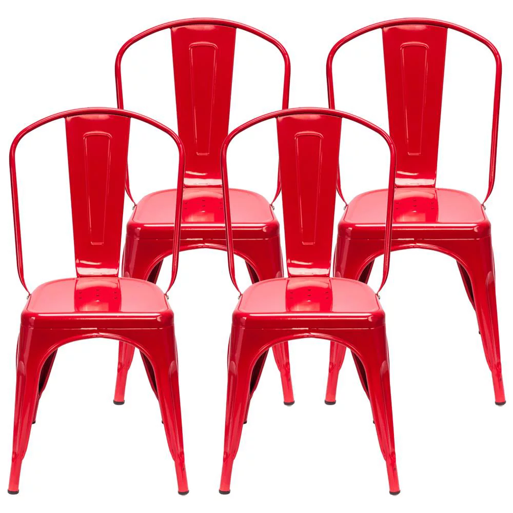 UBesGoo Metal Dining Stackable Chairs Set of 4, Red