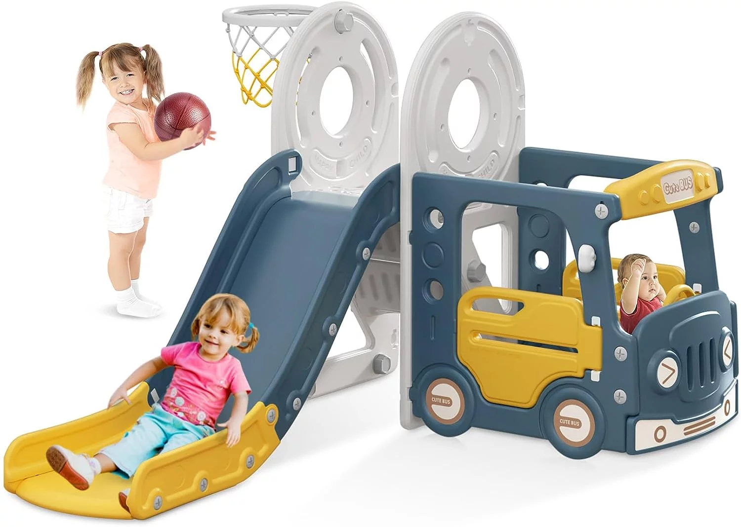 Seeutek 4 in 1 Toddler Slide, Kid Slide Baby Slide Indoor Slide Toddler Playset Toddler Playground