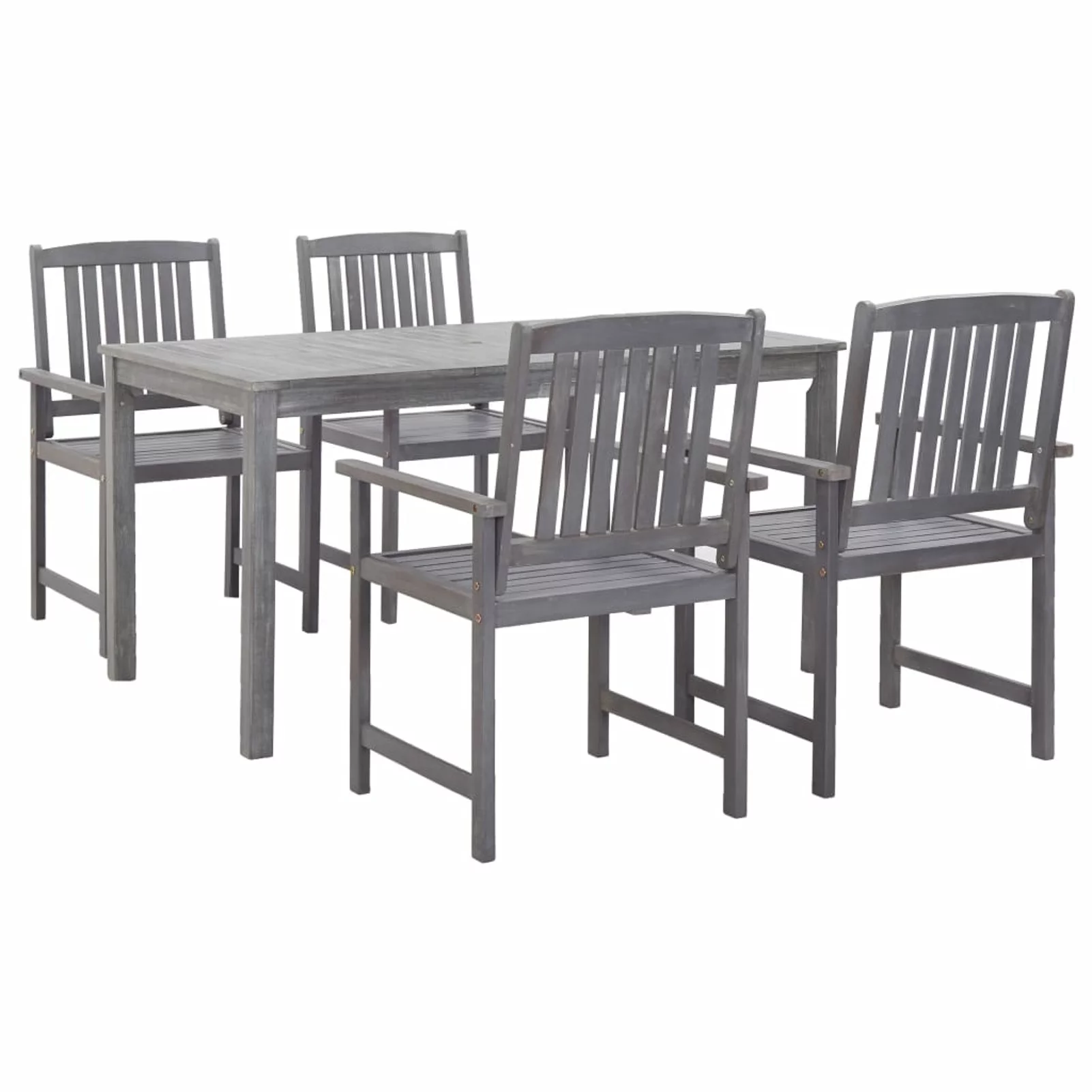 moobody 5 Piece Patio Dining Set Gray Solid Acacia Wood