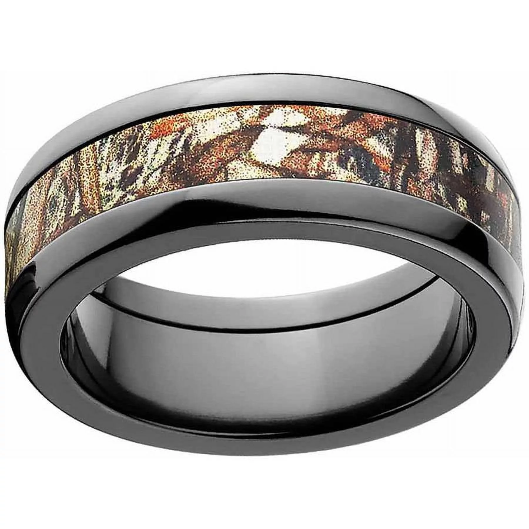 Duckblind Men's Camo Black Zirconium Ring with Polished Edges and Deluxe Comfort Fit