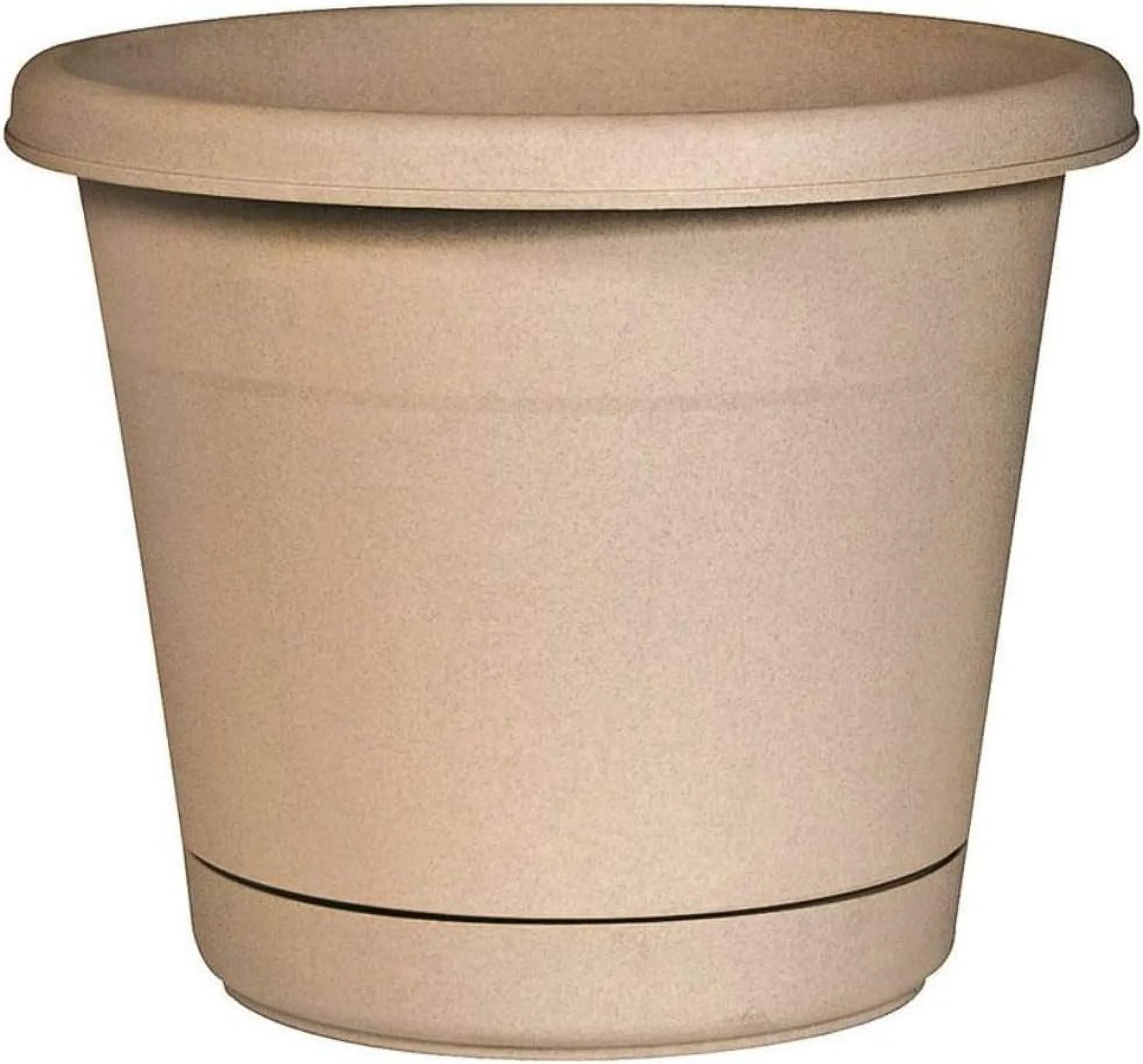 Rn1207ta Rolled Rim Planter W/ Attached Saucer, 12 Inch, Tan