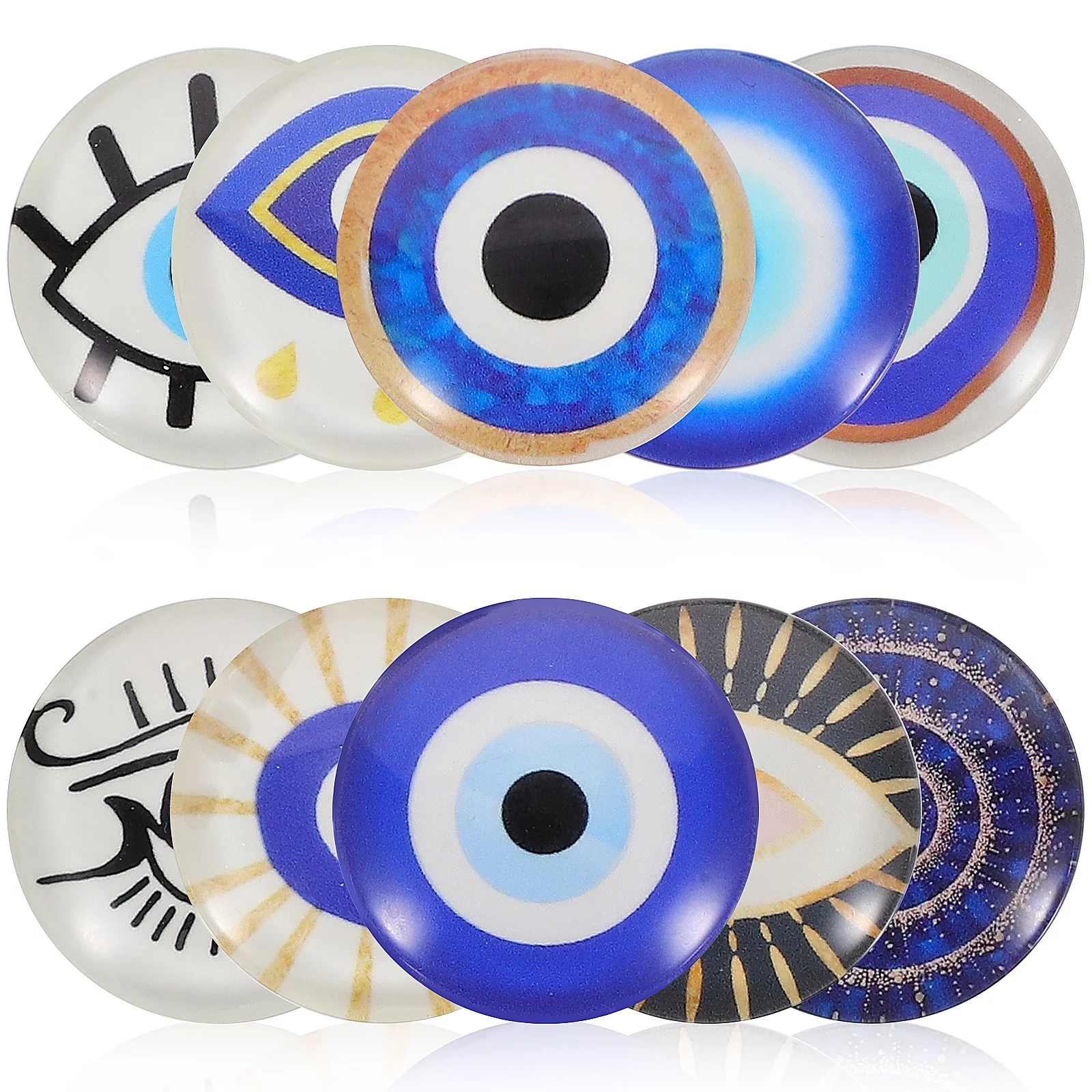 Qumonin Evil Eye Glass Cabochons 10Pcs for DIY Jewelry Making